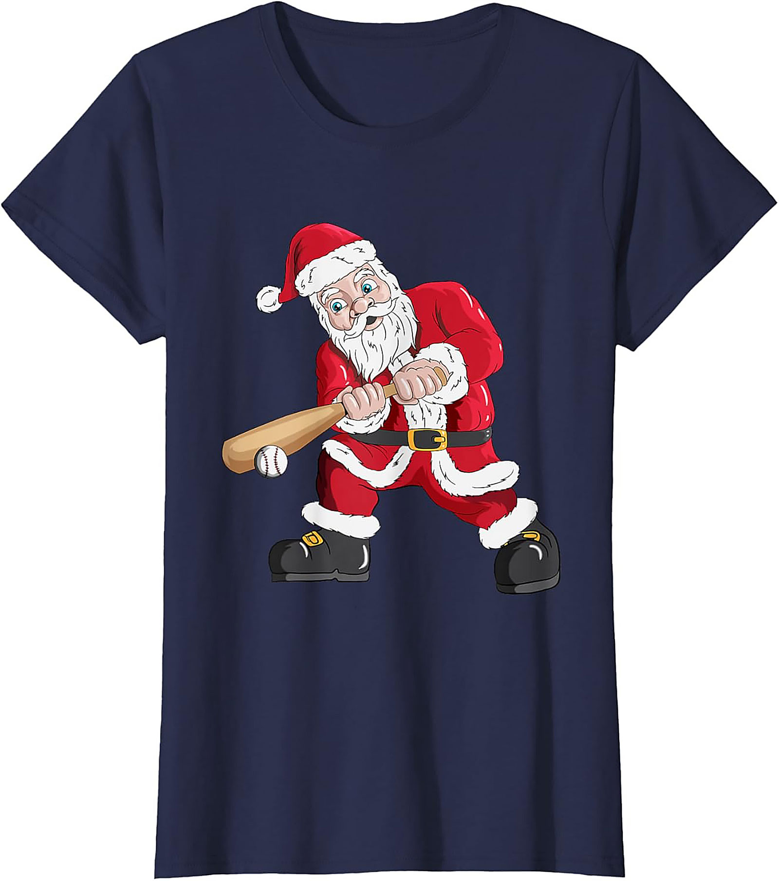 Funny Christmas Baseball T-shirt  Santa Swings Tee