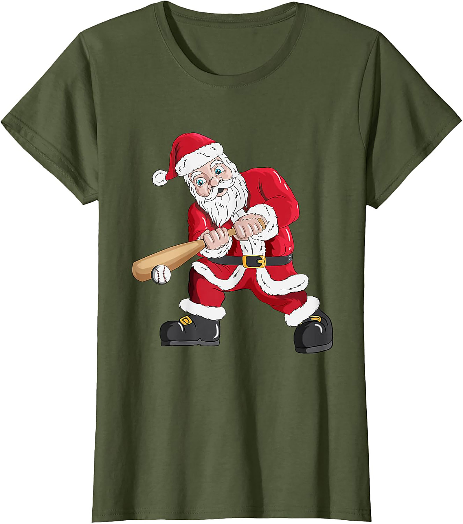 Funny Christmas Baseball T-shirt  Santa Swings Tee