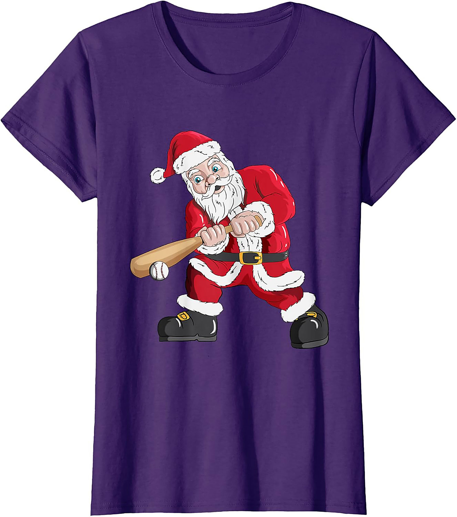 Funny Christmas Baseball T-shirt  Santa Swings Tee