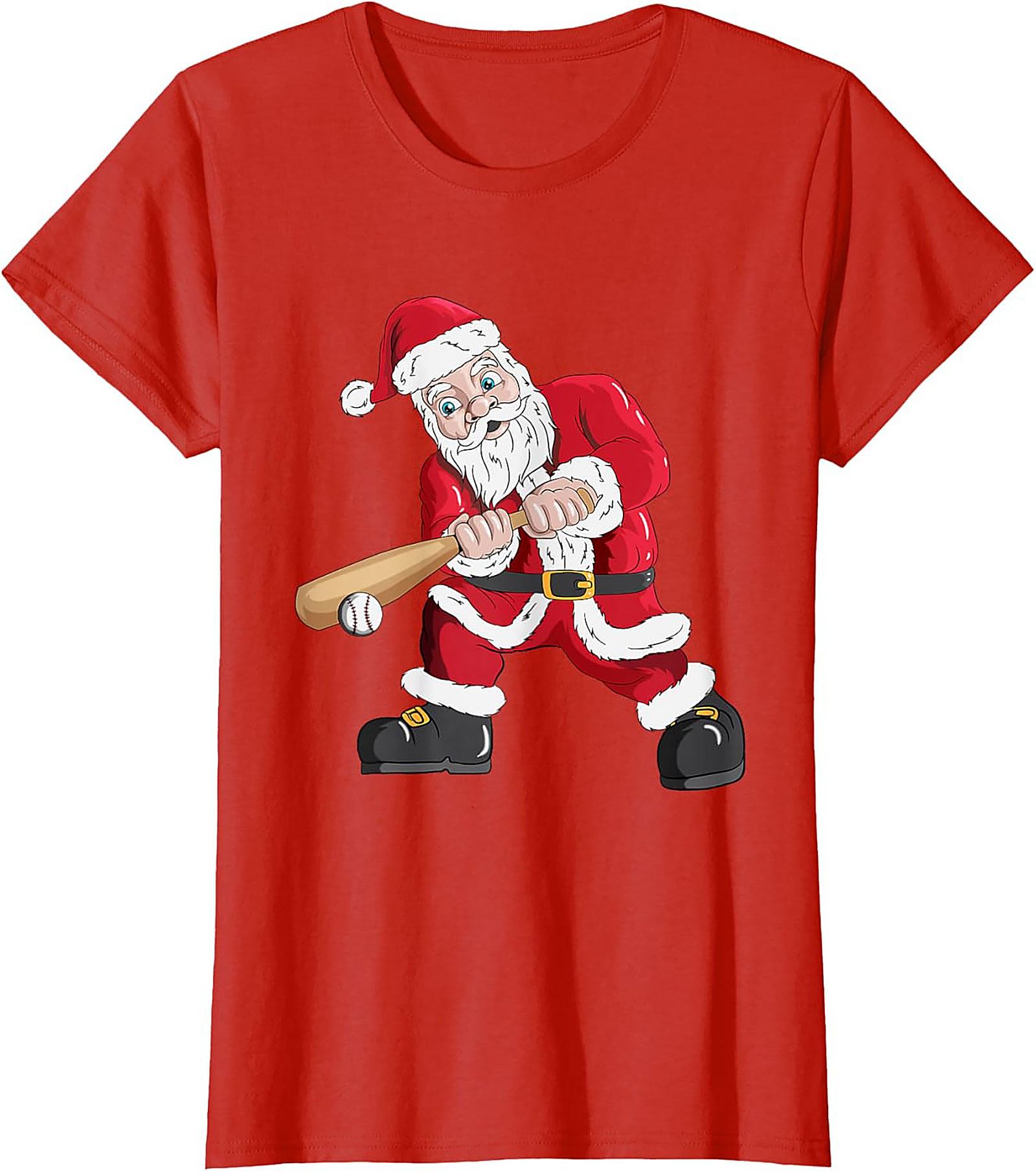 Funny Christmas Baseball T-shirt  Santa Swings Tee