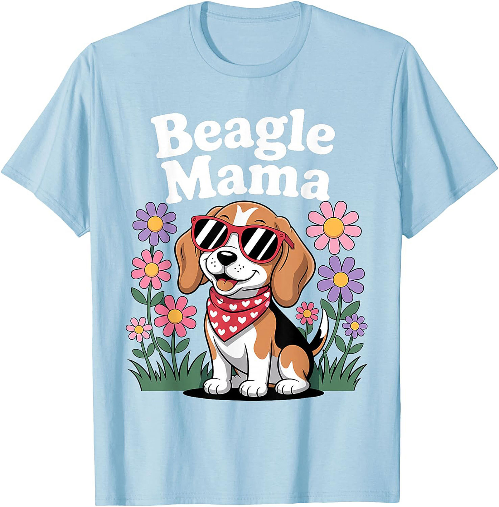 Beagle Mama T-Shirt - Cute Dog Lover Graphic Tee with Sunglasses Beagle