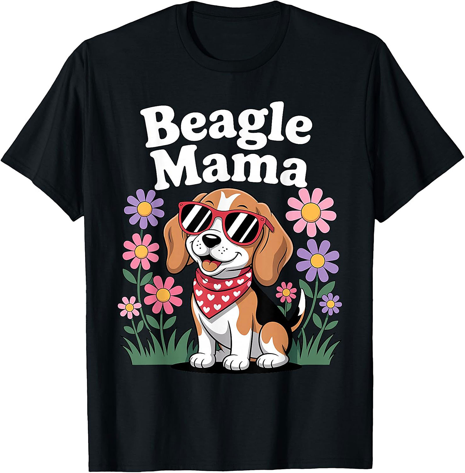 Beagle Mama T-Shirt - Cute Dog Lover Graphic Tee with Sunglasses Beagle