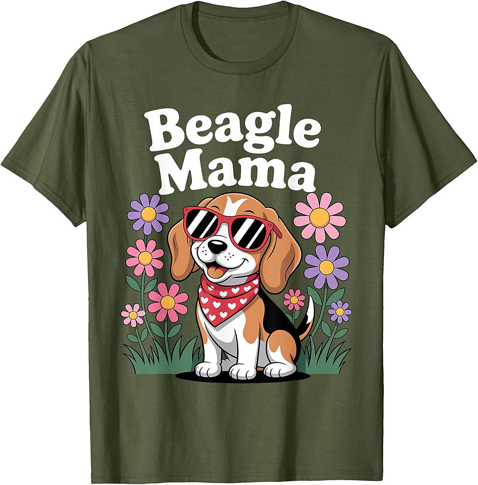 Beagle Mama T-Shirt - Cute Dog Lover Graphic Tee with Sunglasses Beagle