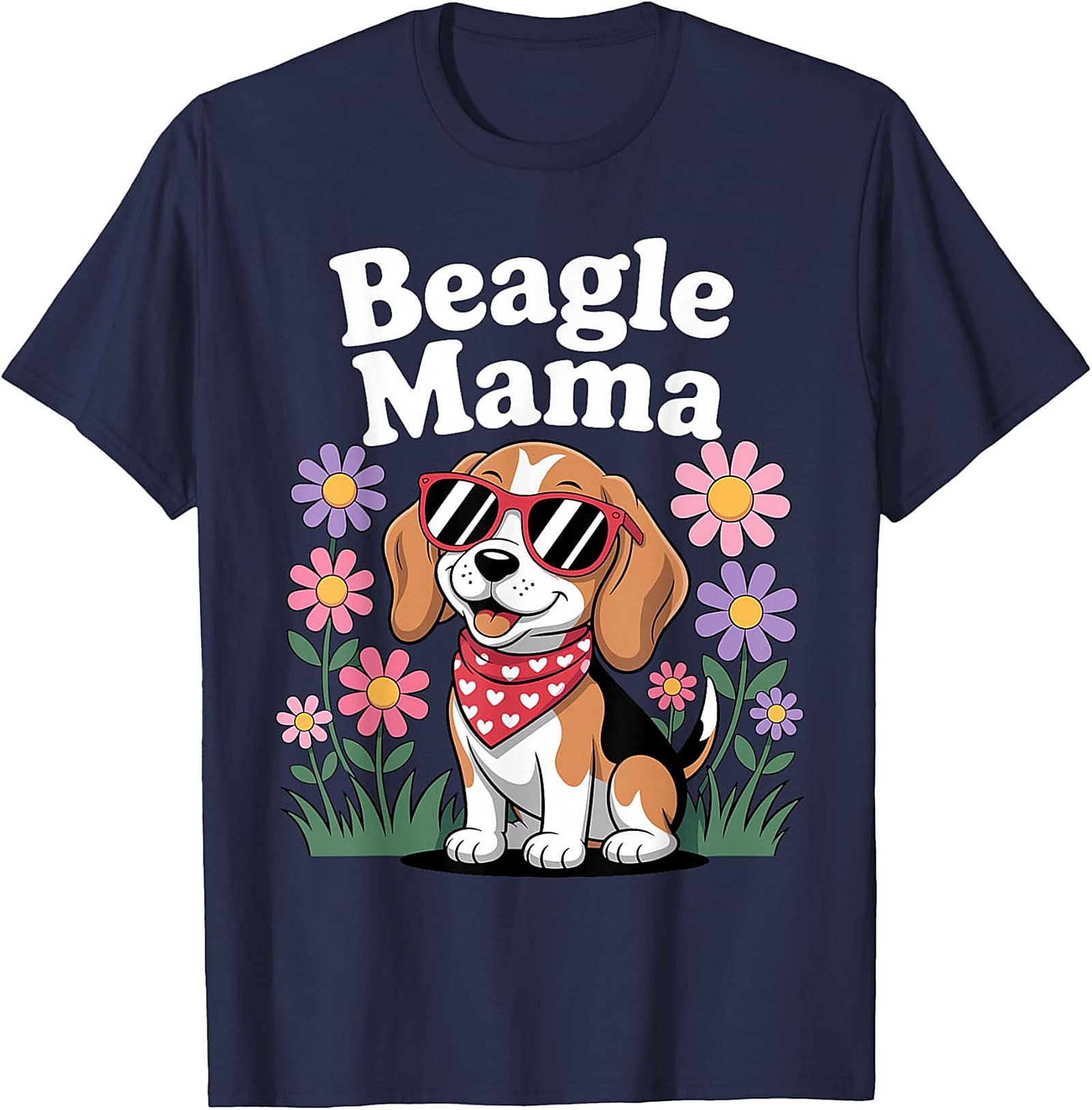 Beagle Mama T-Shirt - Cute Dog Lover Graphic Tee with Sunglasses Beagle