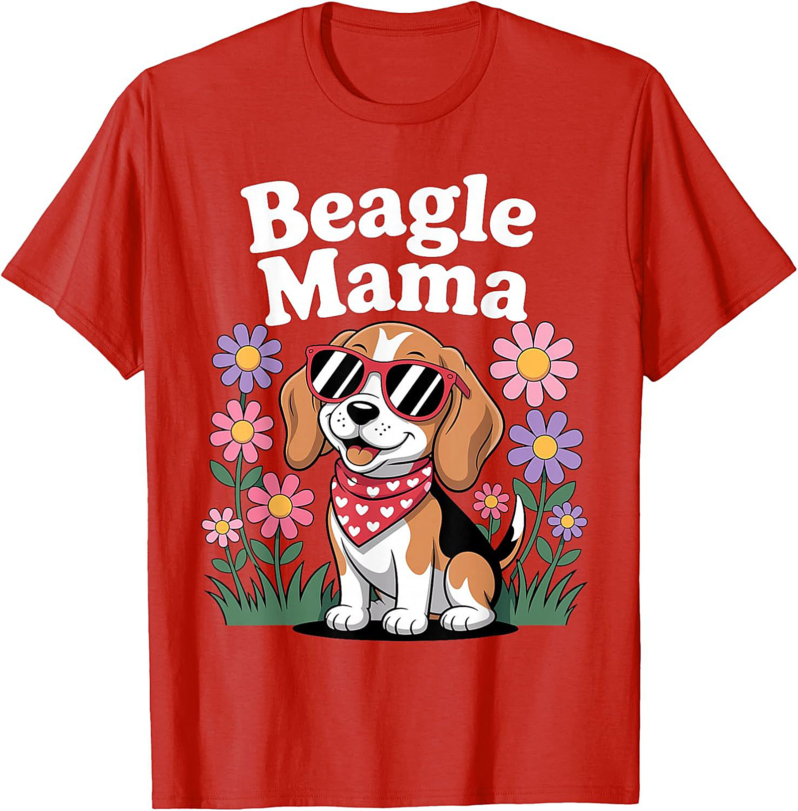 Beagle Mama T-Shirt - Cute Dog Lover Graphic Tee with Sunglasses Beagle