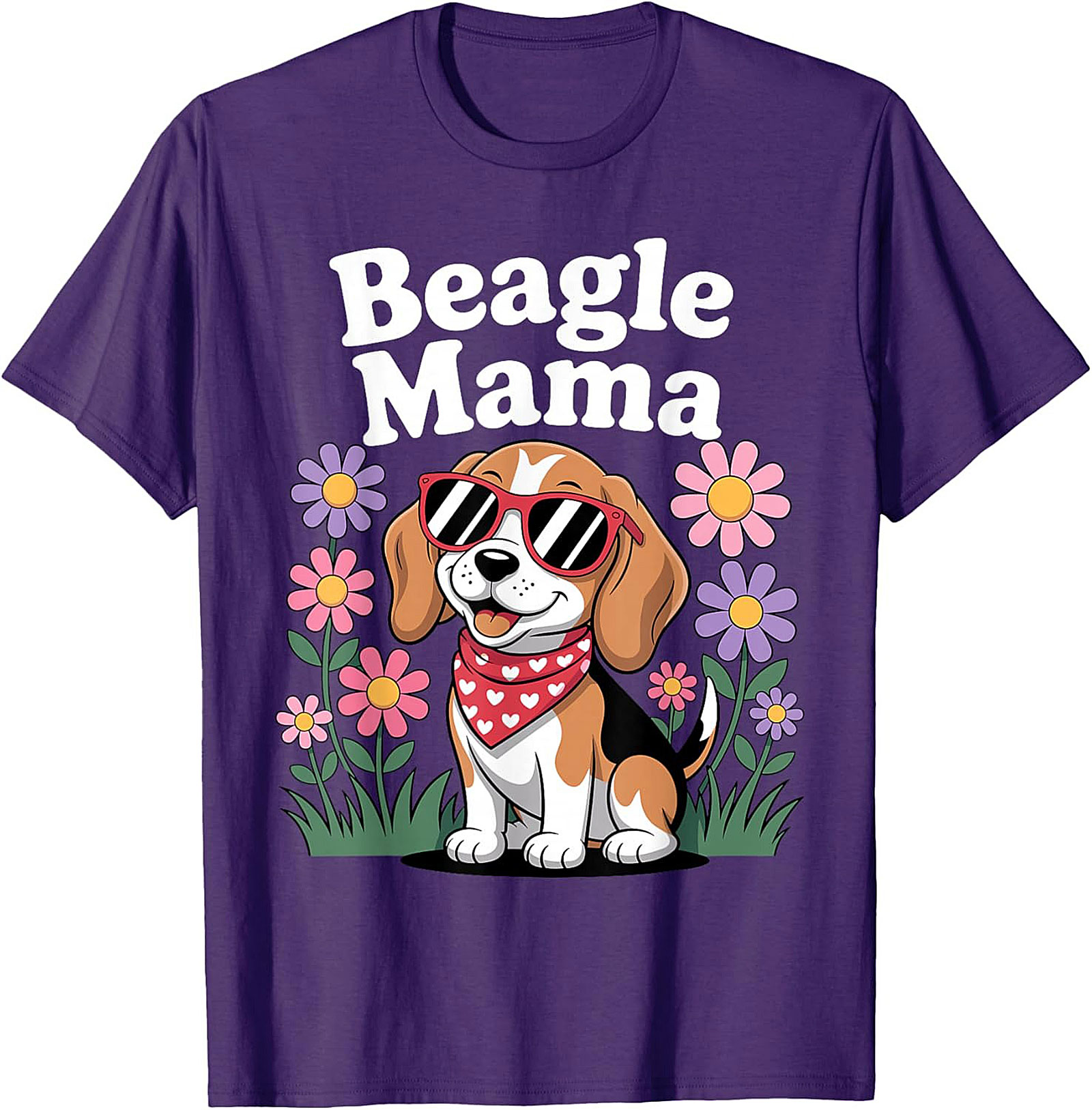 Beagle Mama T-Shirt - Cute Dog Lover Graphic Tee with Sunglasses Beagle
