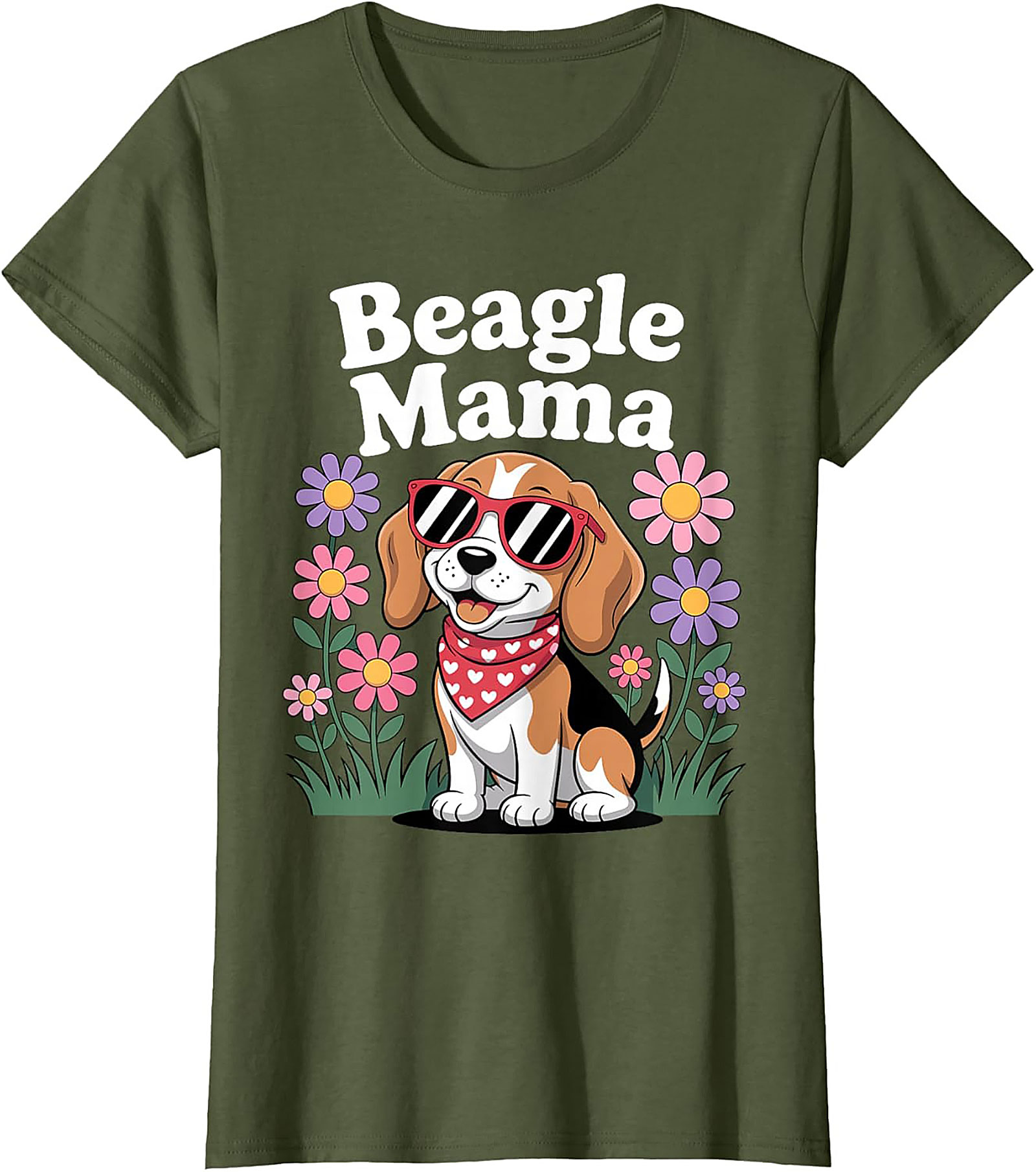 Beagle Mama T-Shirt - Cute Dog Lover Graphic Tee with Sunglasses Beagle