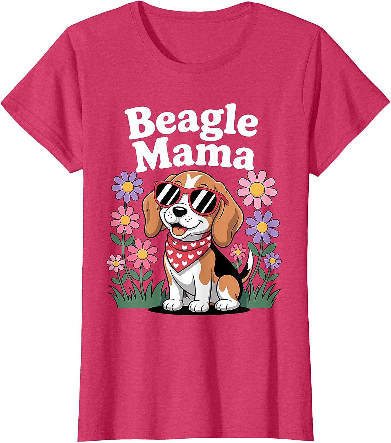 Beagle Mama T-Shirt - Cute Dog Lover Graphic Tee with Sunglasses Beagle