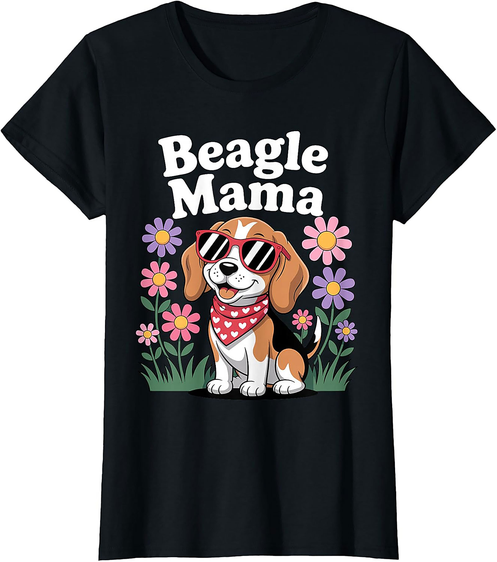Beagle Mama T-Shirt - Cute Dog Lover Graphic Tee with Sunglasses Beagle