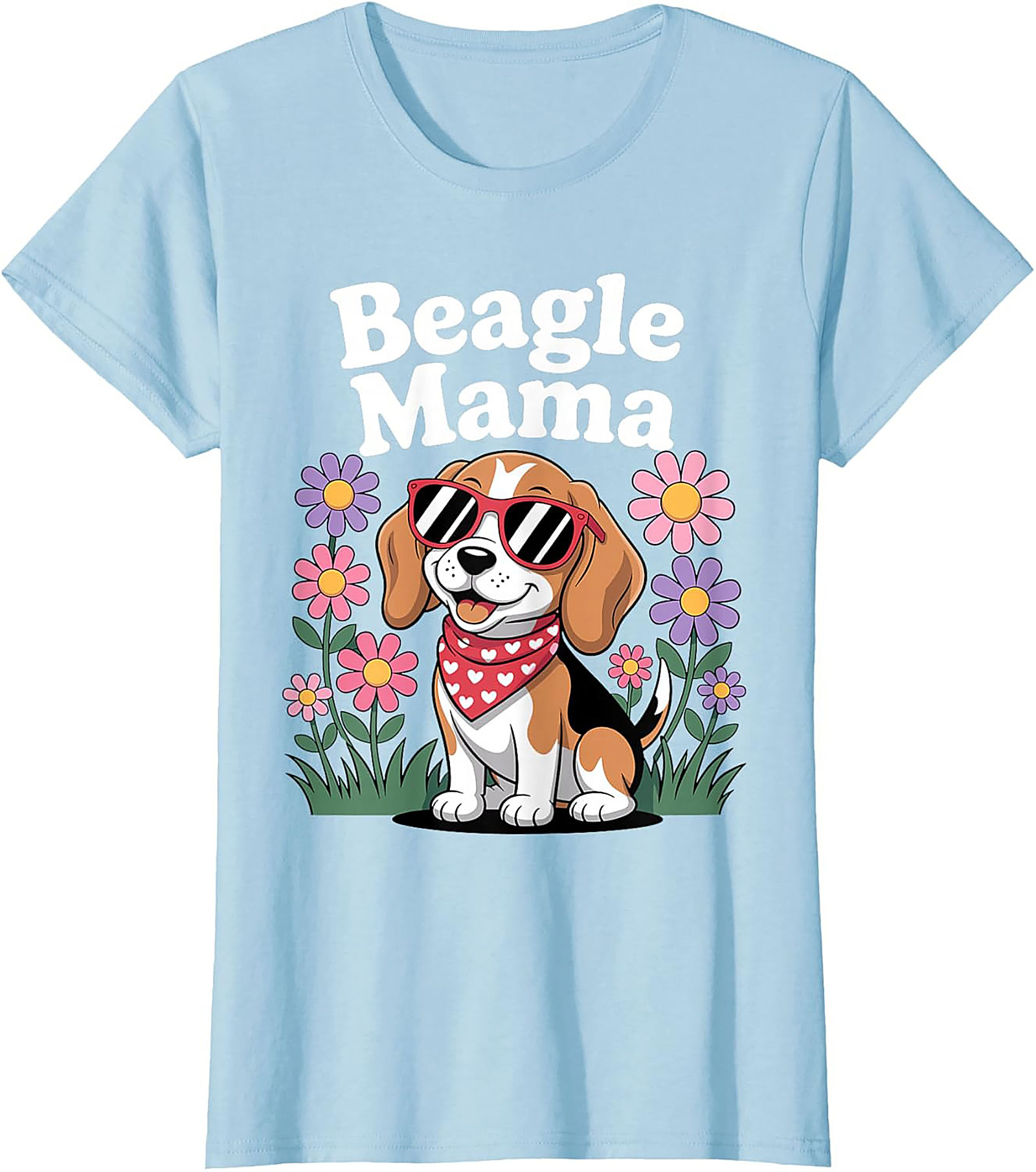 Beagle Mama T-Shirt - Cute Dog Lover Graphic Tee with Sunglasses Beagle