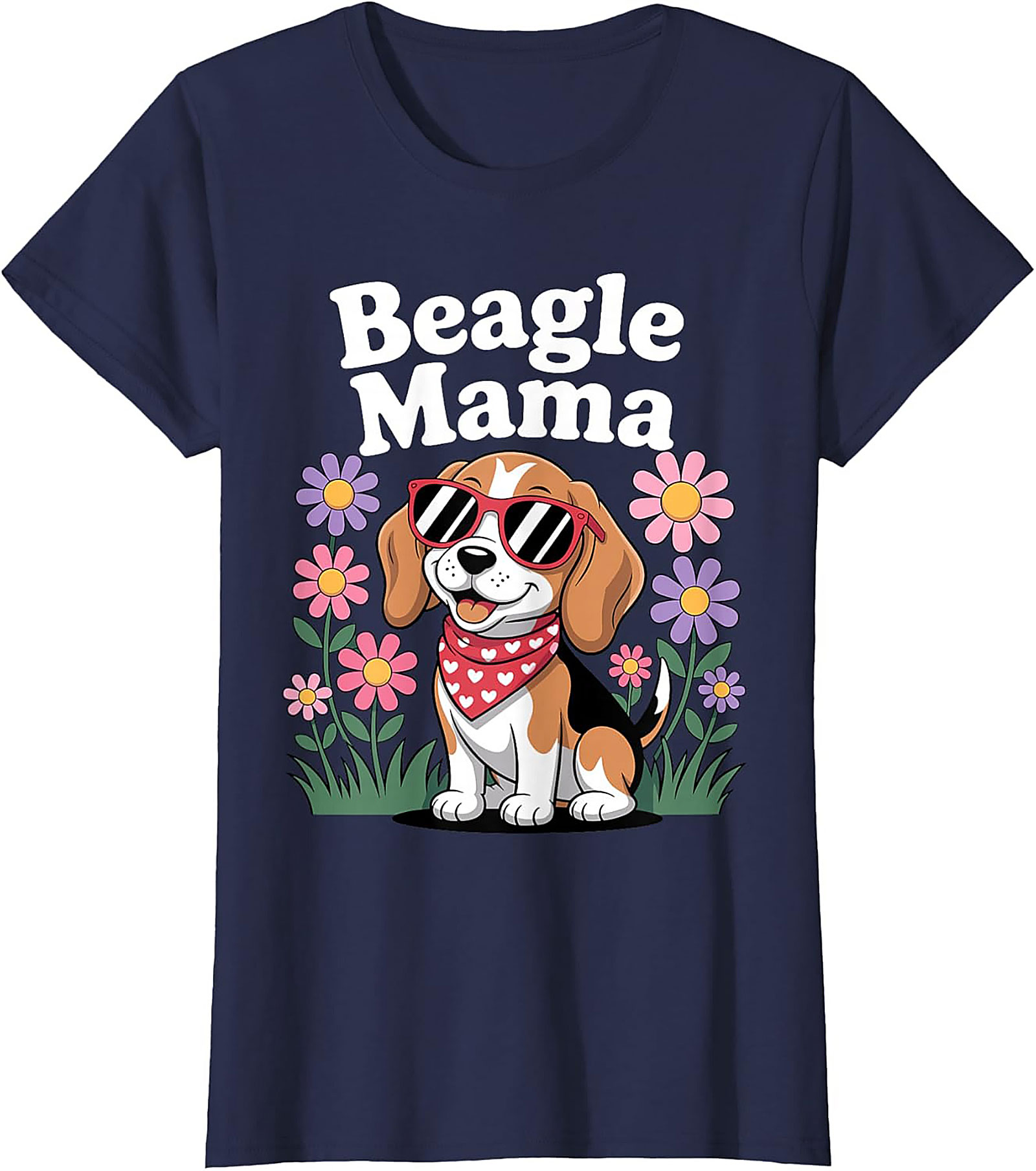 Beagle Mama T-Shirt - Cute Dog Lover Graphic Tee with Sunglasses Beagle