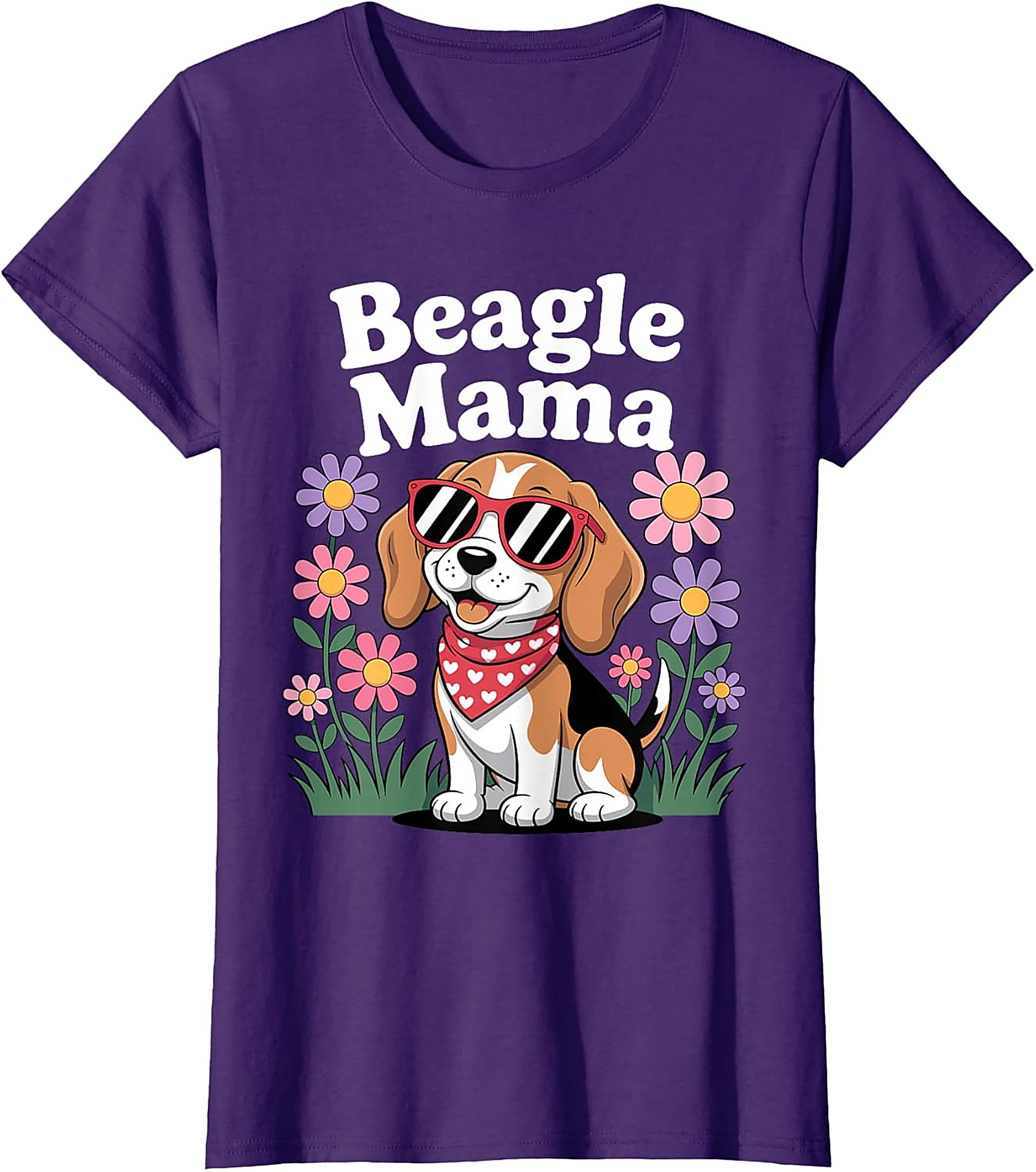 Beagle Mama T-Shirt - Cute Dog Lover Graphic Tee with Sunglasses Beagle