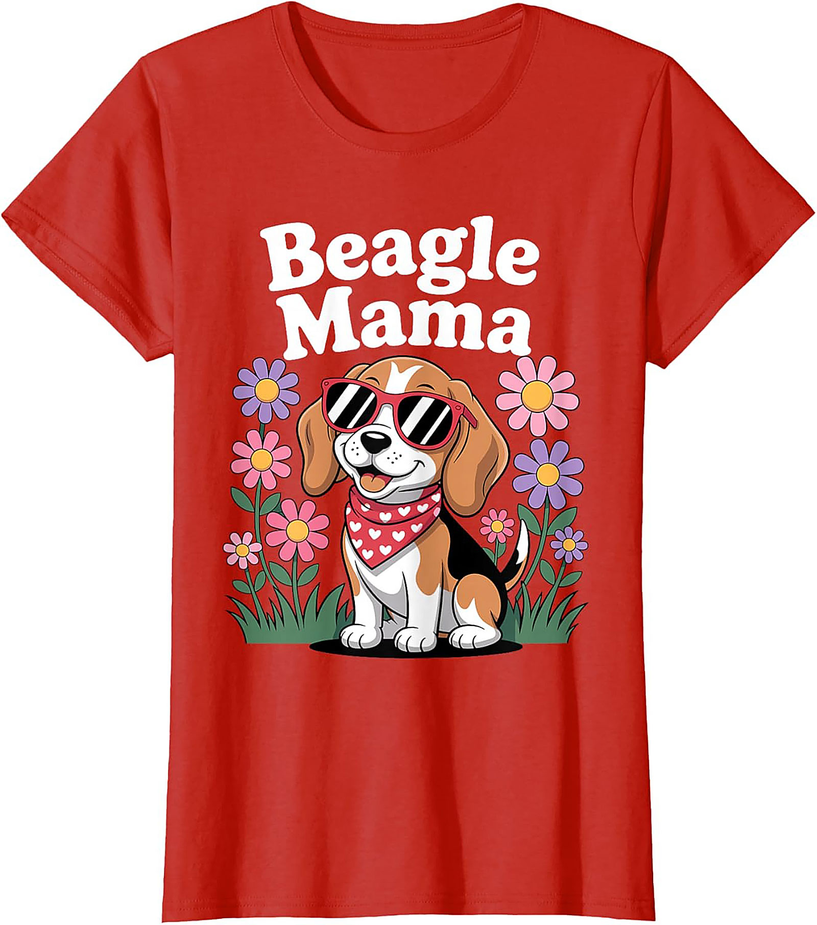 Beagle Mama T-Shirt - Cute Dog Lover Graphic Tee with Sunglasses Beagle