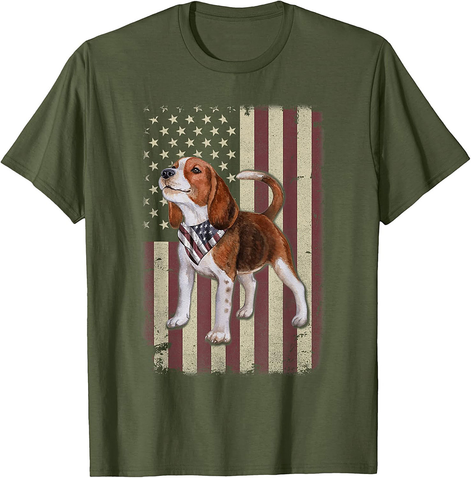 Patriotic Beagle Graphic Tee | Vintage American Flag Dog Lover Shirt