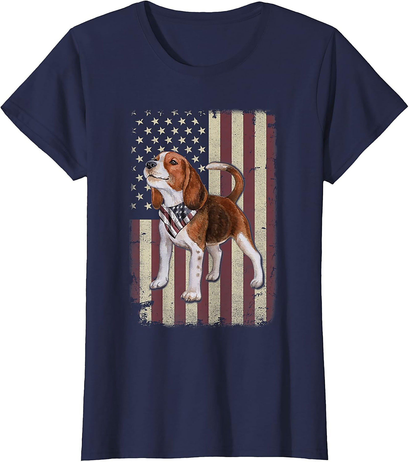 Patriotic Beagle Graphic Tee | Vintage American Flag Dog Lover Shirt