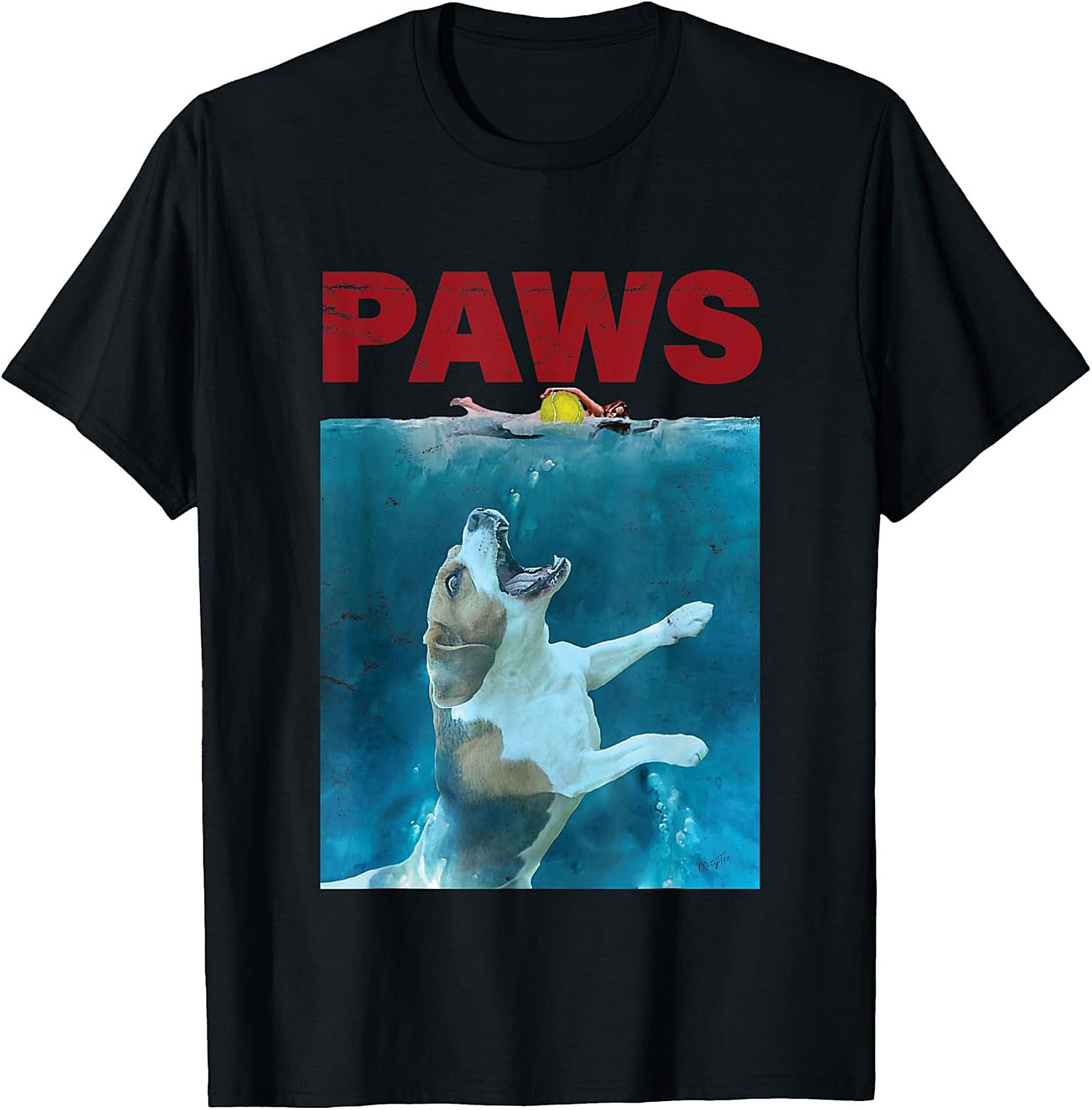 Paws Jaws Parody Dog T-Shirt | Funny Beagle Movie Graphic Tee