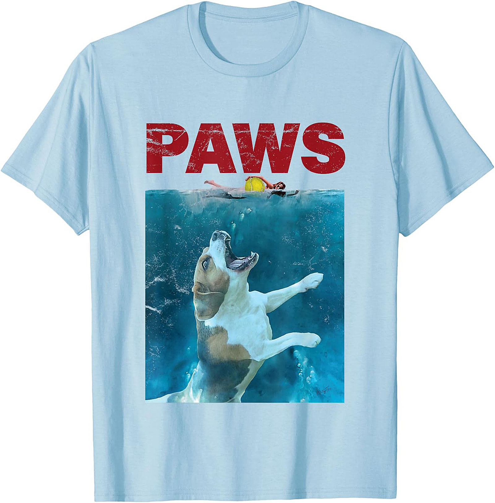 Paws Jaws Parody Dog T-Shirt | Funny Beagle Movie Graphic Tee