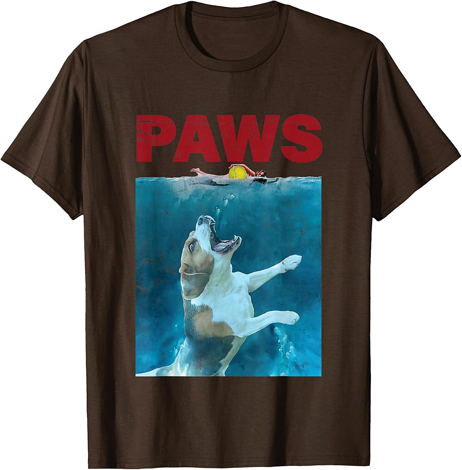 Paws Jaws Parody Dog T-Shirt | Funny Beagle Movie Graphic Tee