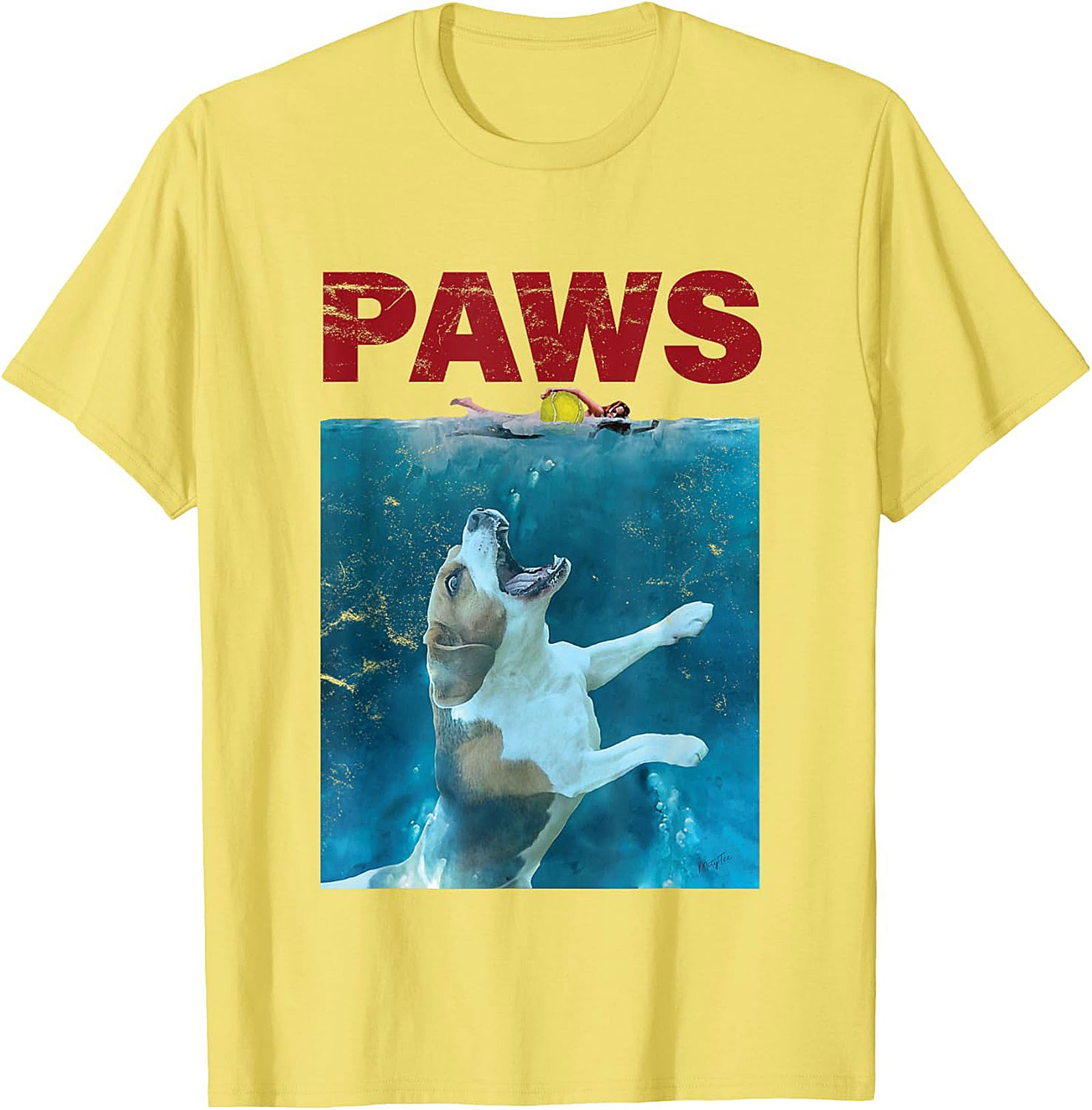 Paws Jaws Parody Dog T-Shirt | Funny Beagle Movie Graphic Tee