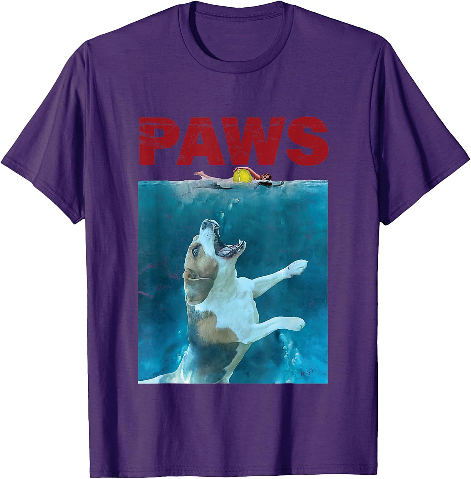 Paws Jaws Parody Dog T-Shirt | Funny Beagle Movie Graphic Tee