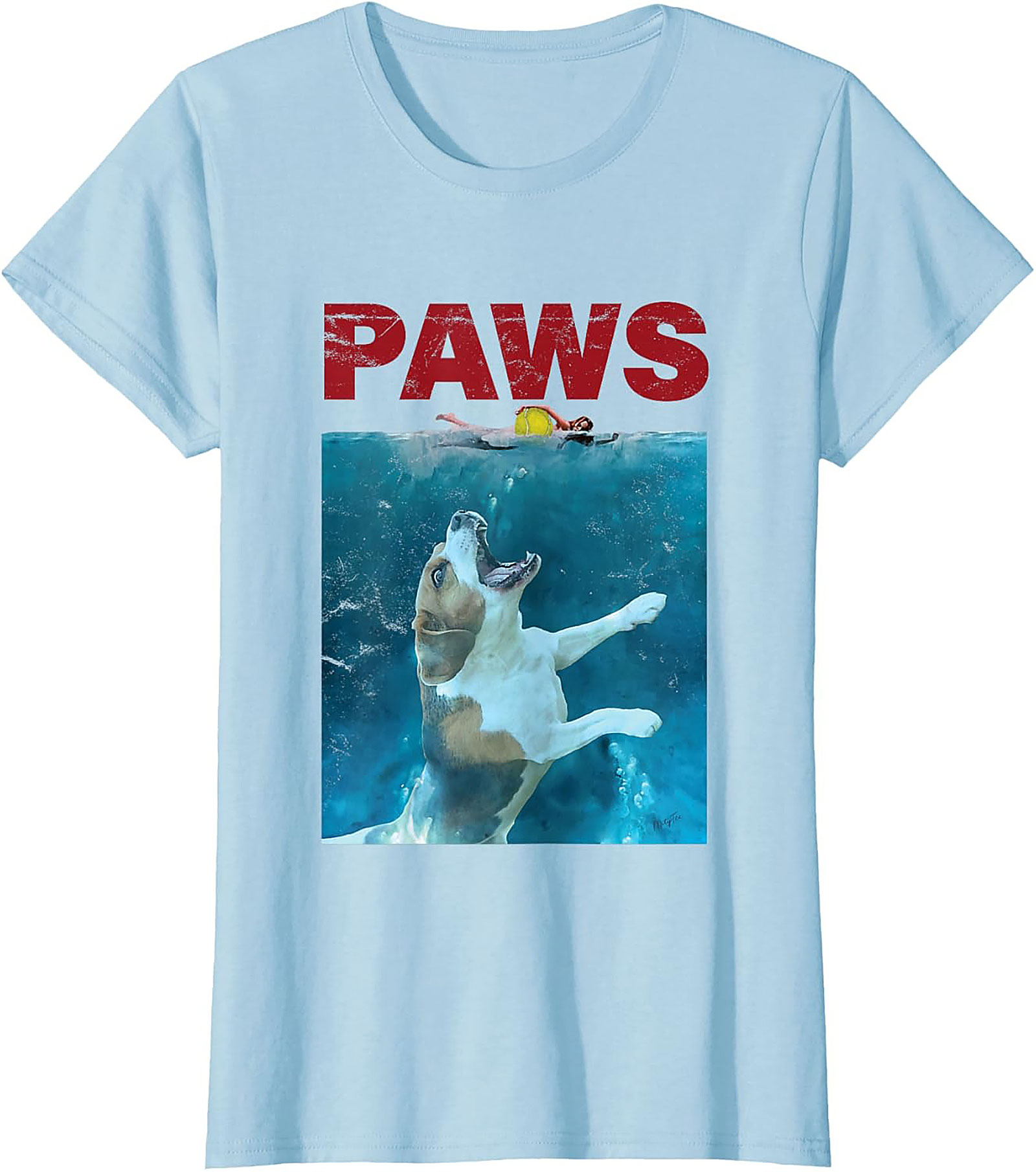 Paws Jaws Parody Dog T-Shirt | Funny Beagle Movie Graphic Tee