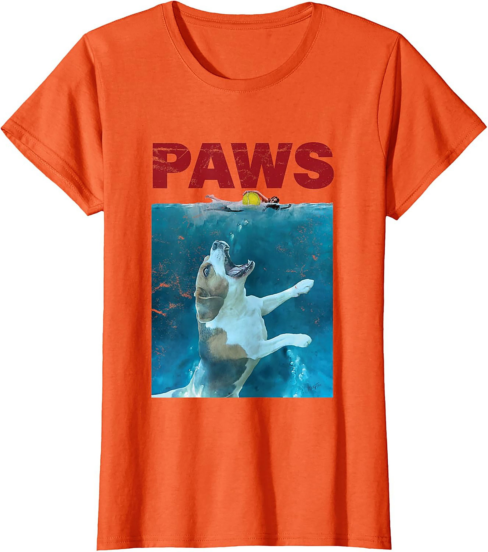 Paws Jaws Parody Dog T-Shirt | Funny Beagle Movie Graphic Tee