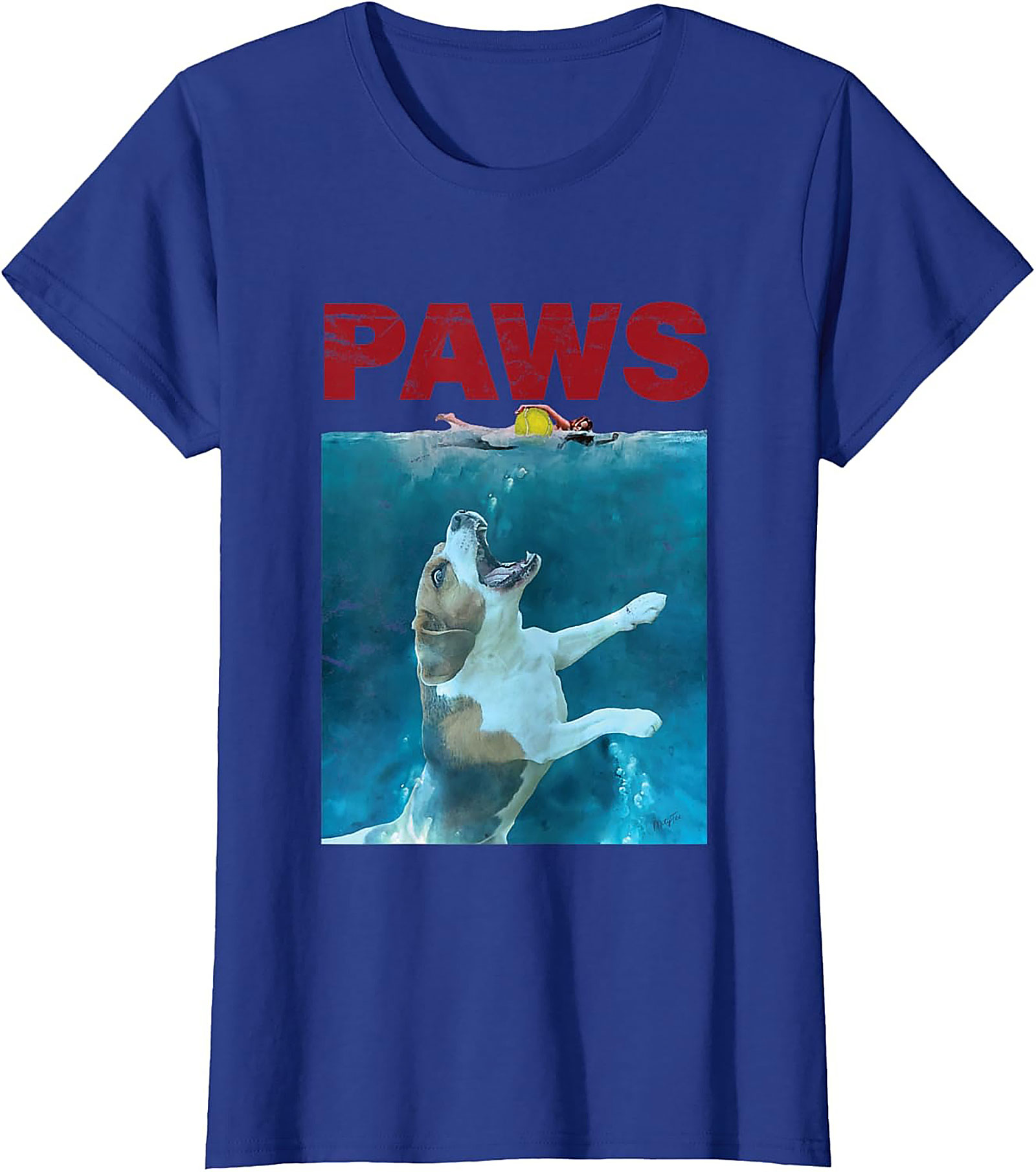 Paws Jaws Parody Dog T-Shirt | Funny Beagle Movie Graphic Tee