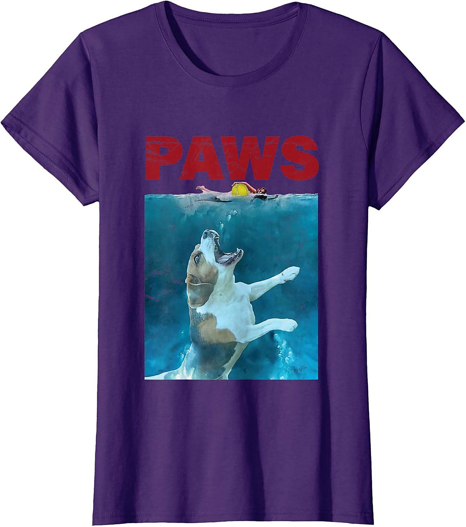 Paws Jaws Parody Dog T-Shirt | Funny Beagle Movie Graphic Tee