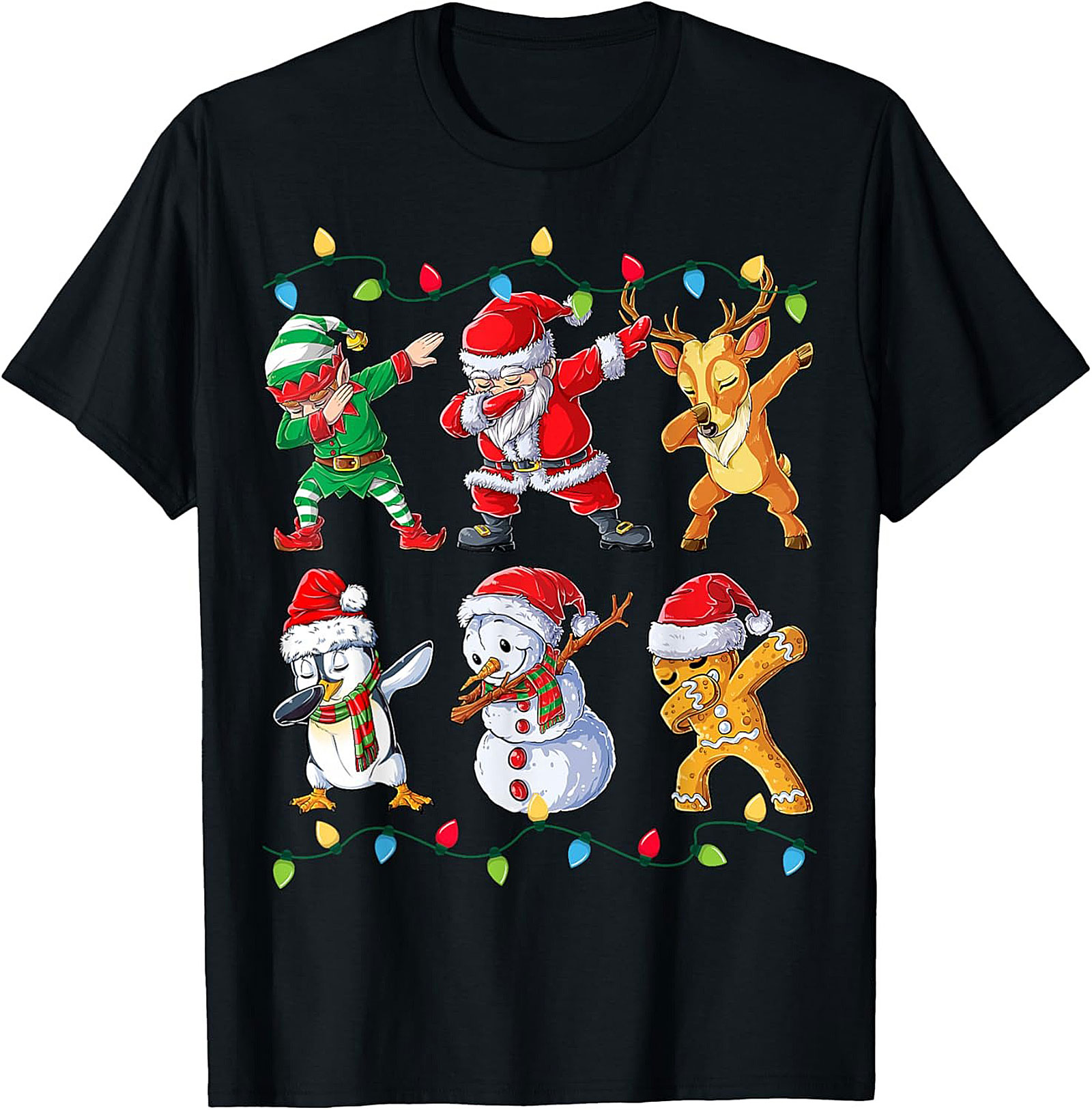 Funny Dabbing Christmas T-shirt Santa & Friends Unisex Tee