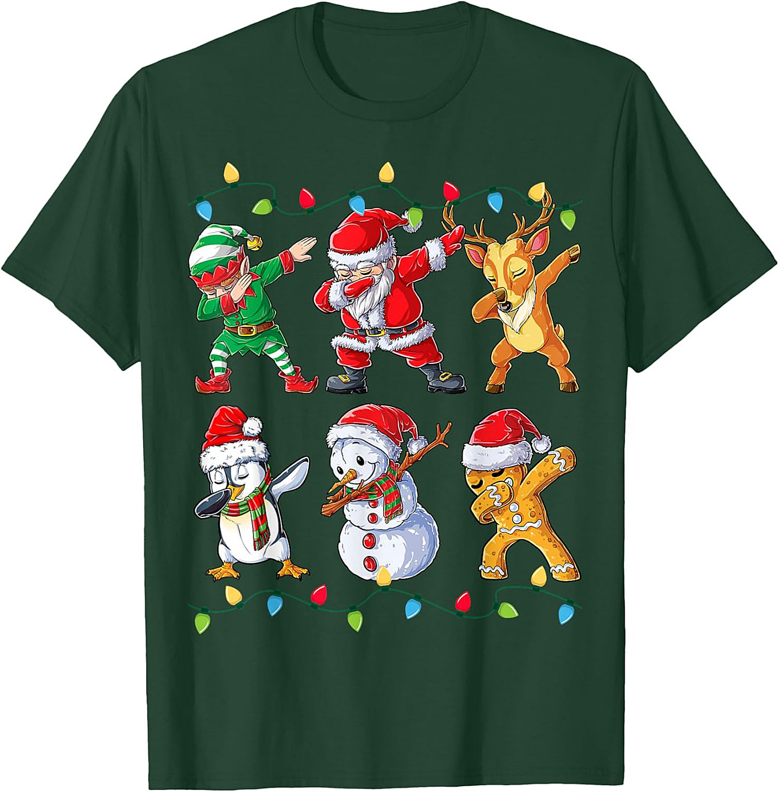 Funny Dabbing Christmas T-shirt Santa & Friends Unisex Tee
