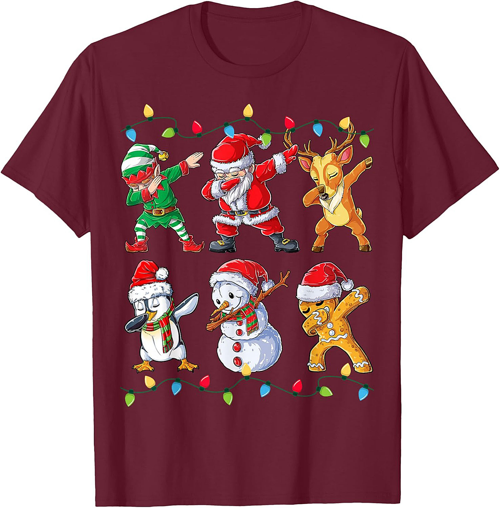 Funny Dabbing Christmas T-shirt Santa & Friends Unisex Tee