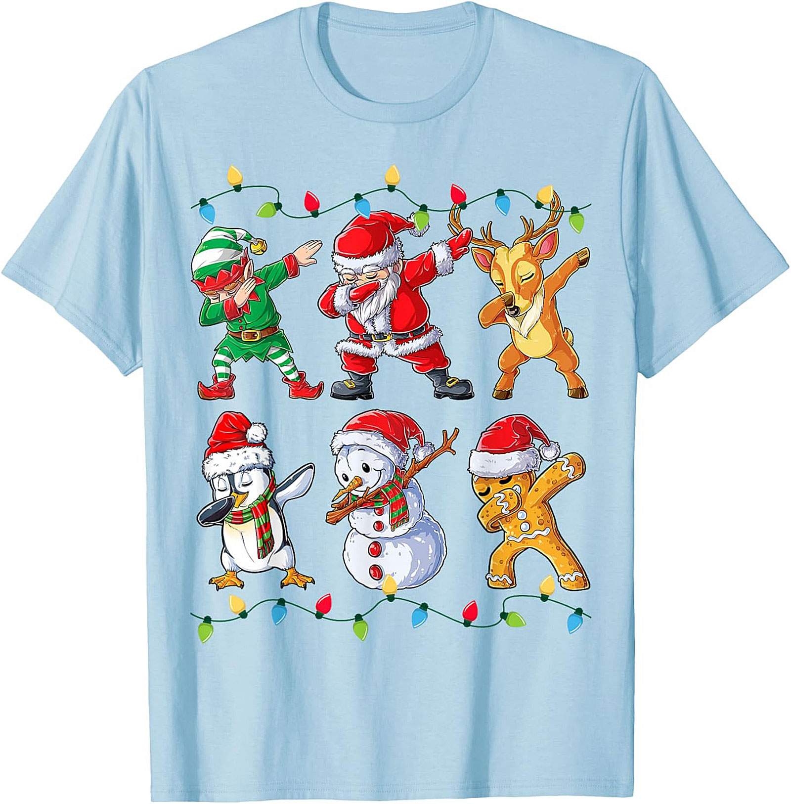 Funny Dabbing Christmas T-shirt Santa & Friends Unisex Tee