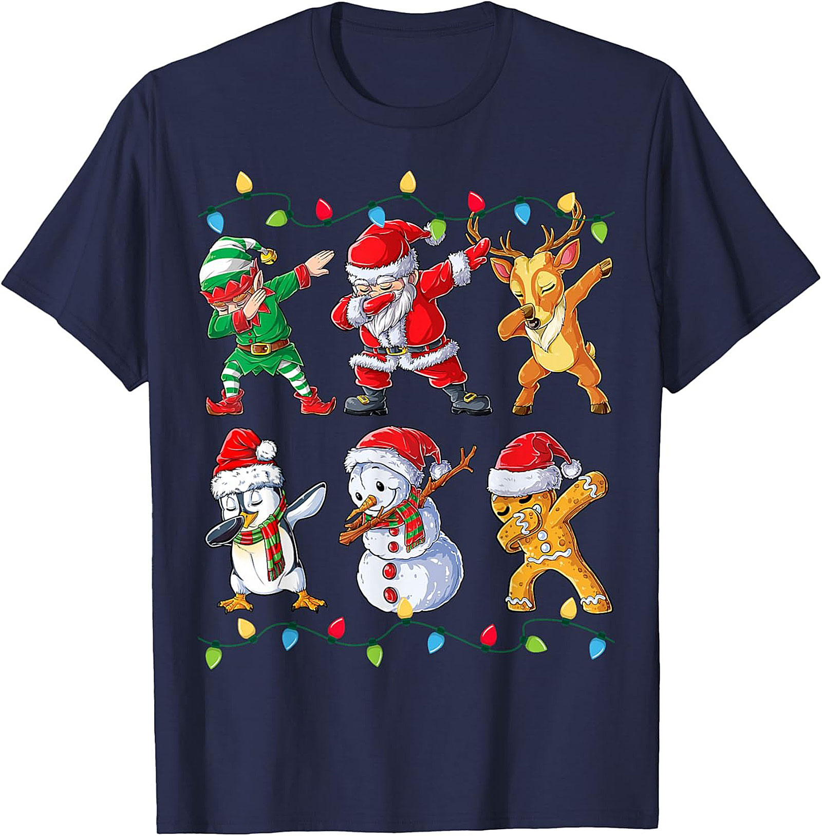Funny Dabbing Christmas T-shirt Santa & Friends Unisex Tee