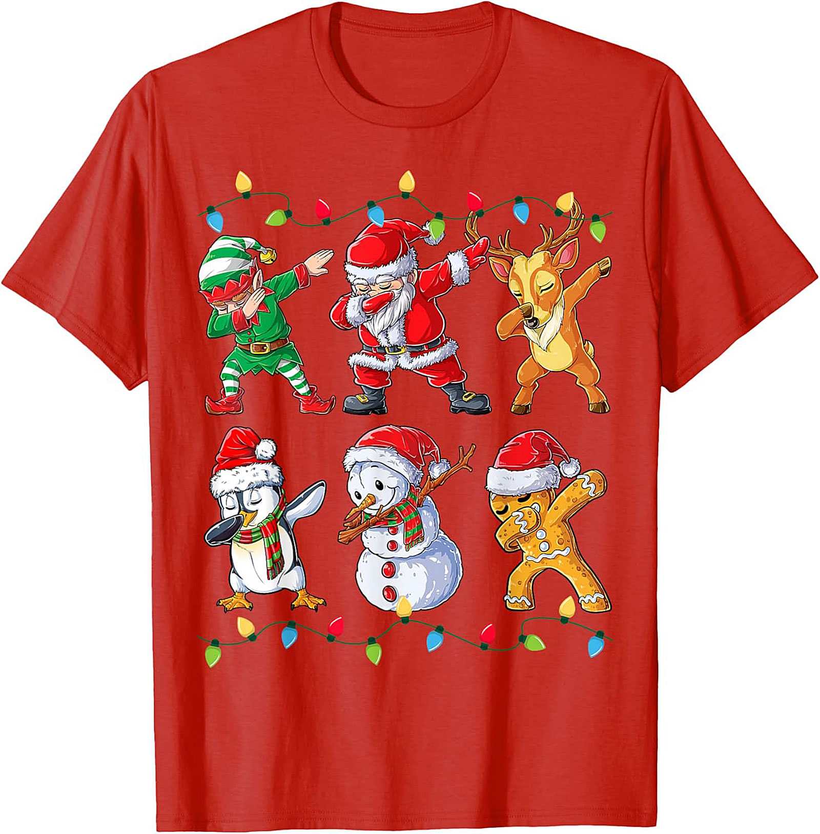 Funny Dabbing Christmas T-shirt Santa & Friends Unisex Tee