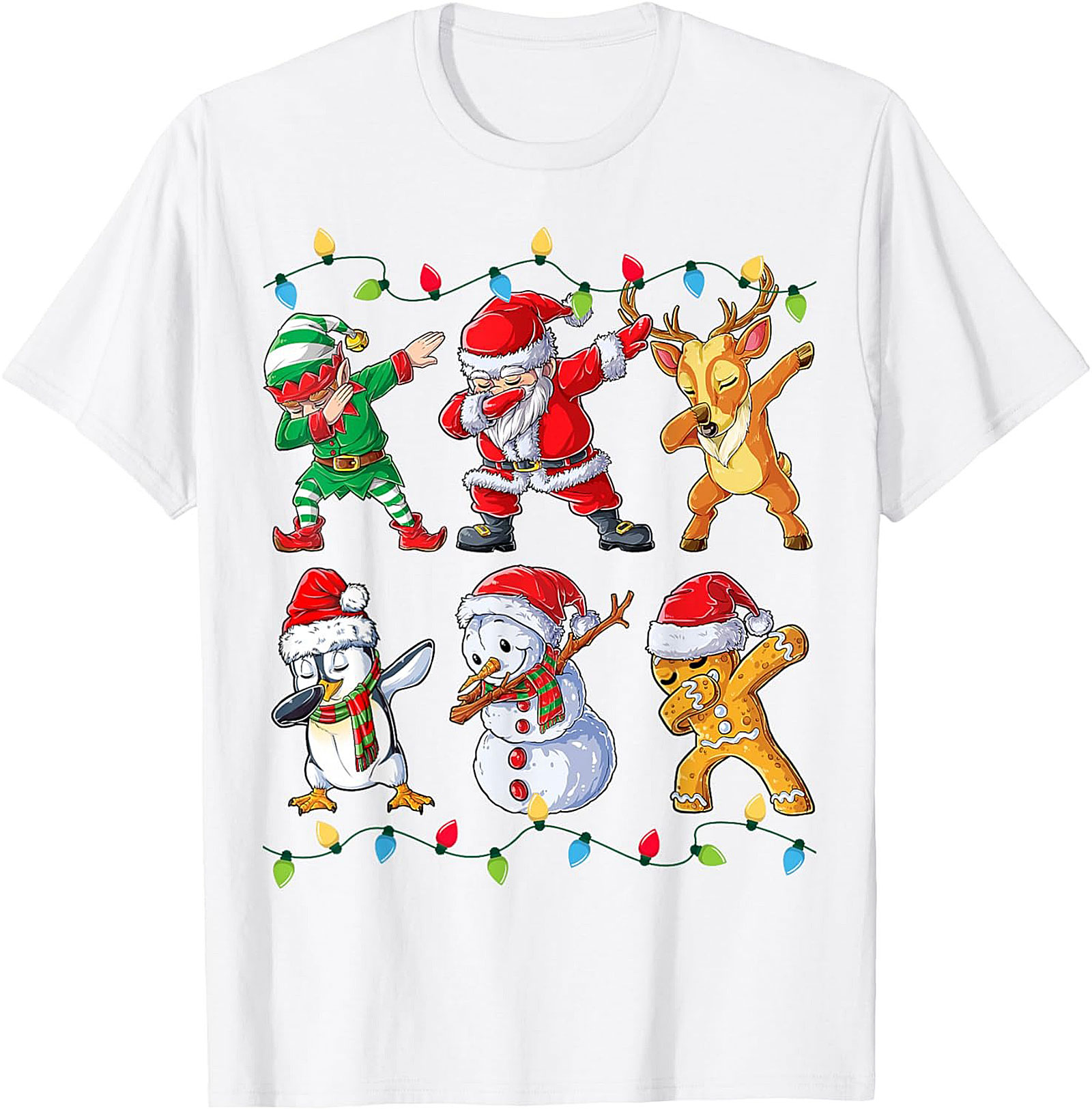 Funny Dabbing Christmas T-shirt Santa & Friends Unisex Tee