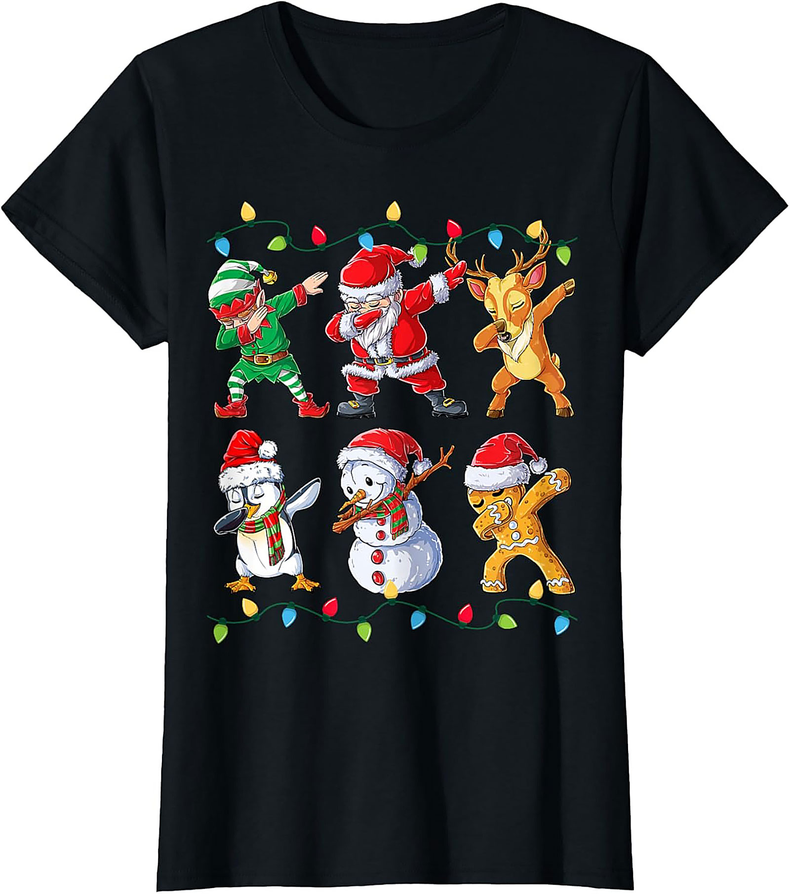 Funny Dabbing Christmas T-shirt Santa & Friends Unisex Tee