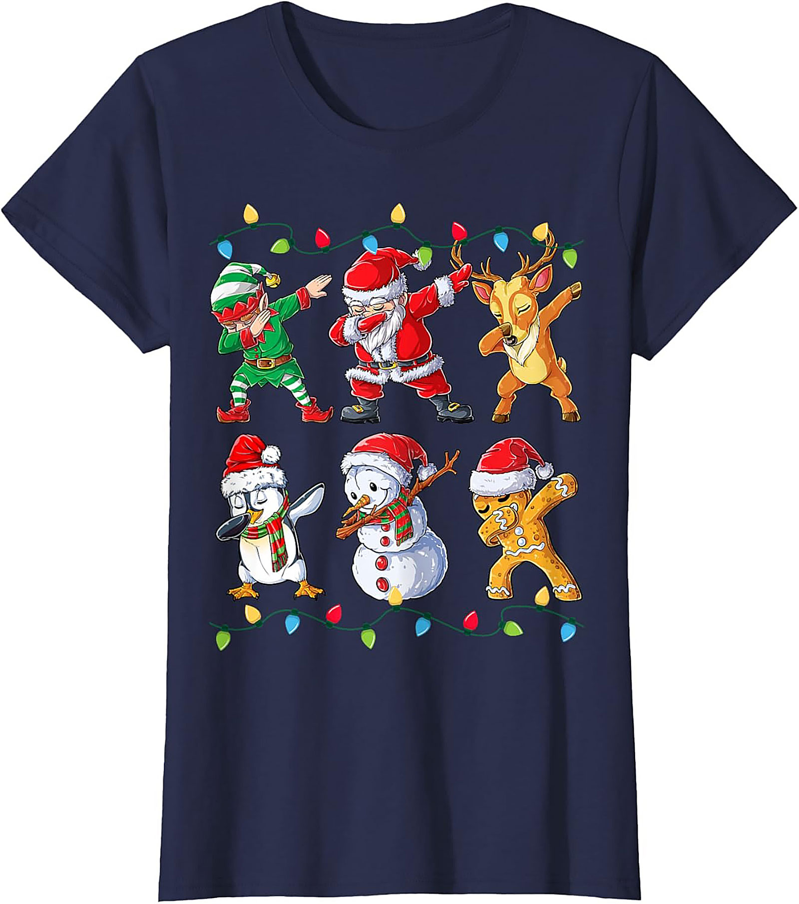 Funny Dabbing Christmas T-shirt Santa & Friends Unisex Tee
