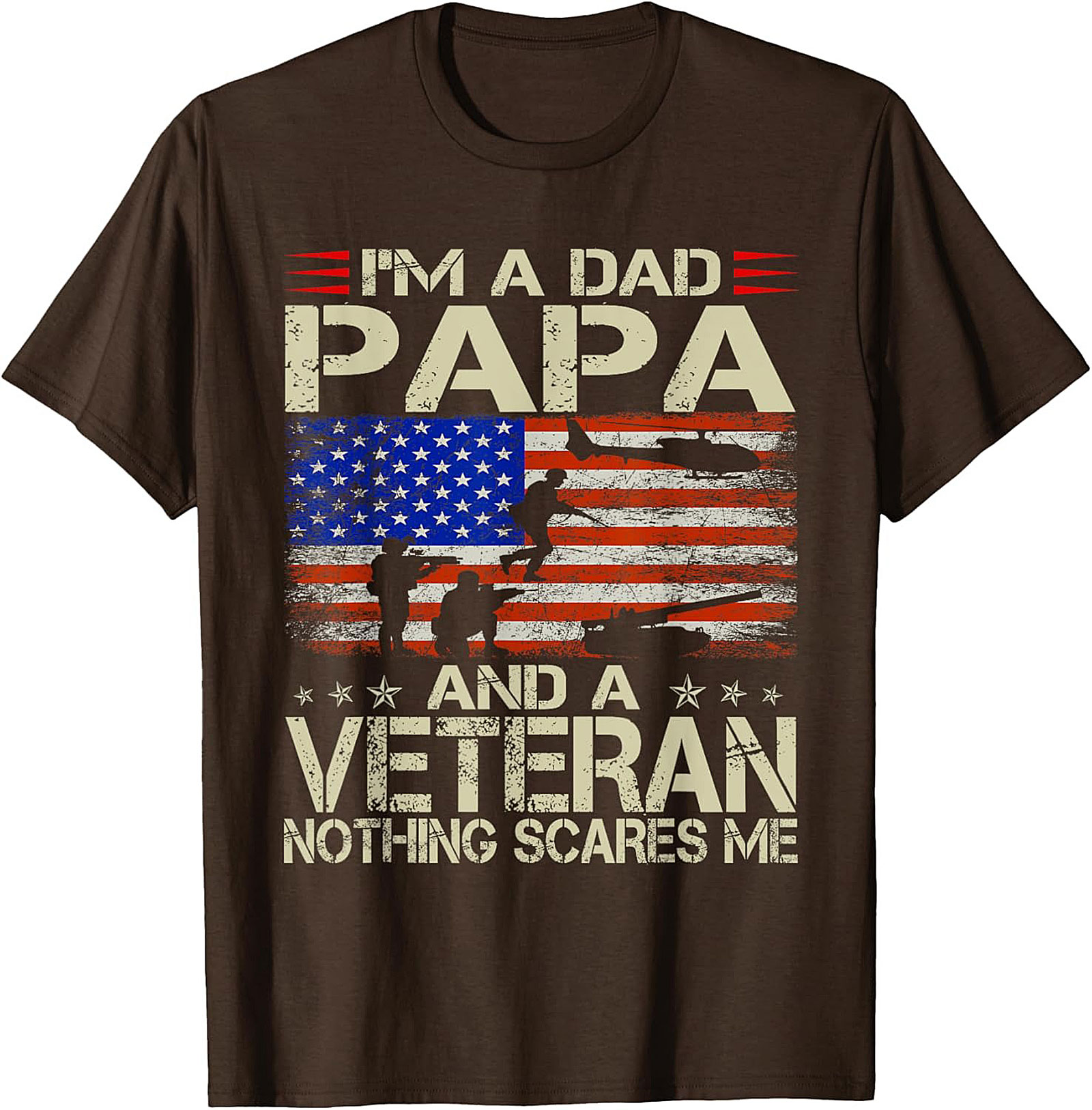 Veteran Dad T-Shirt Papa & Veteran Funny Military Tee