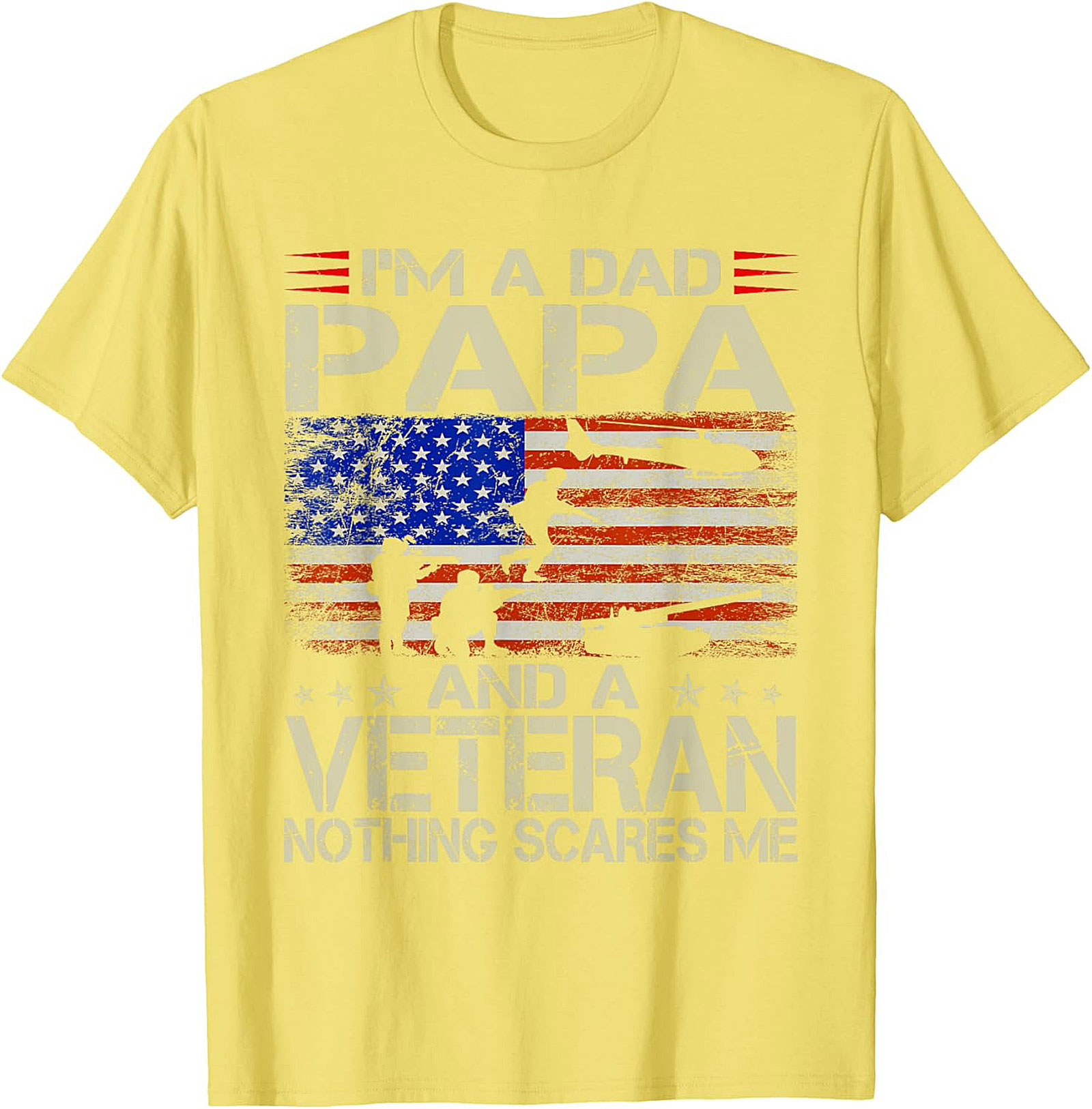 Veteran Dad T-Shirt Papa & Veteran Funny Military Tee
