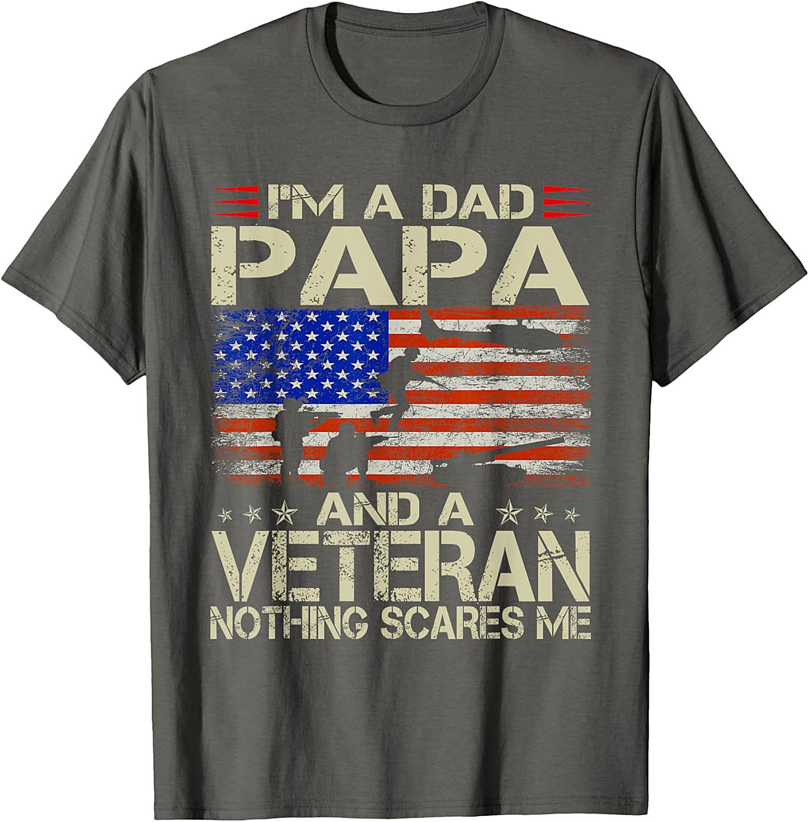 Veteran Dad T-Shirt Papa & Veteran Funny Military Tee