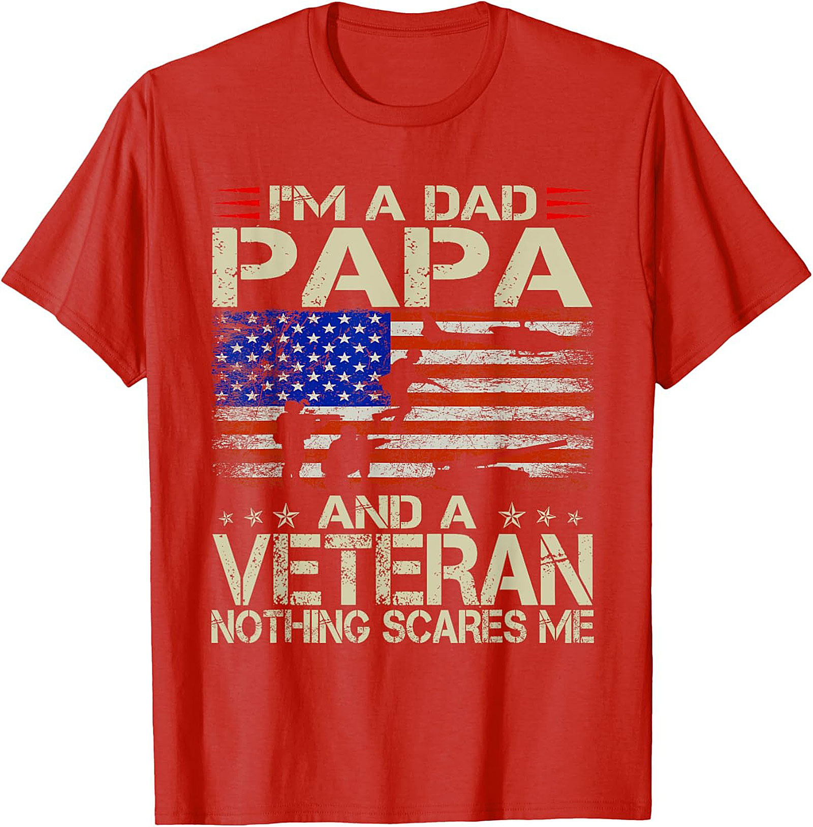 Veteran Dad T-Shirt Papa & Veteran Funny Military Tee