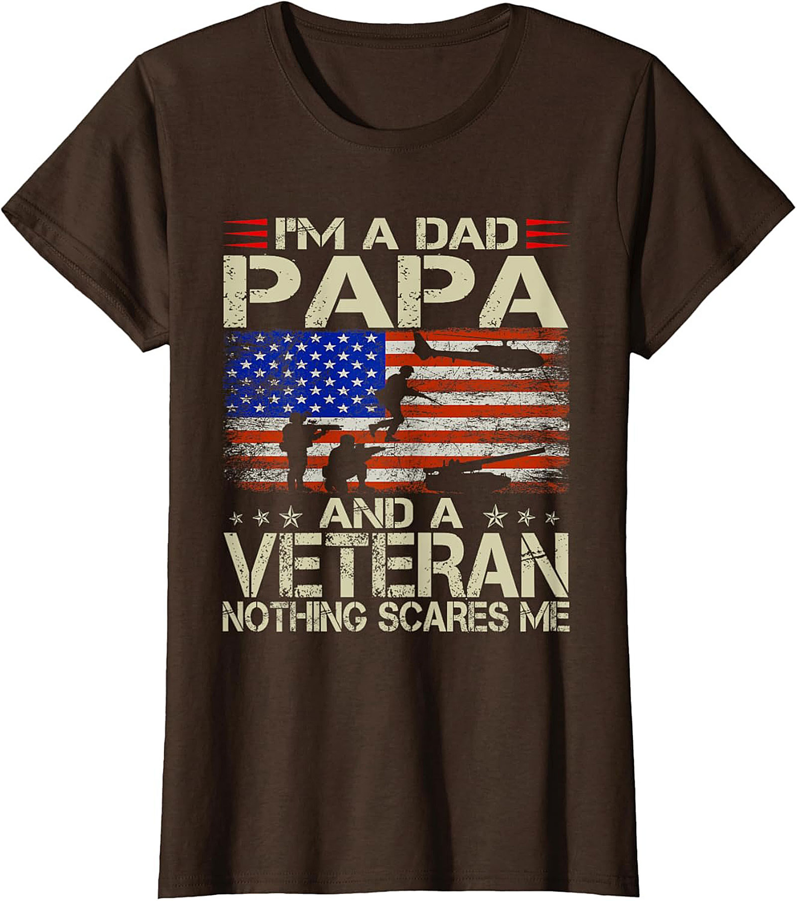 Veteran Dad T-Shirt Papa & Veteran Funny Military Tee