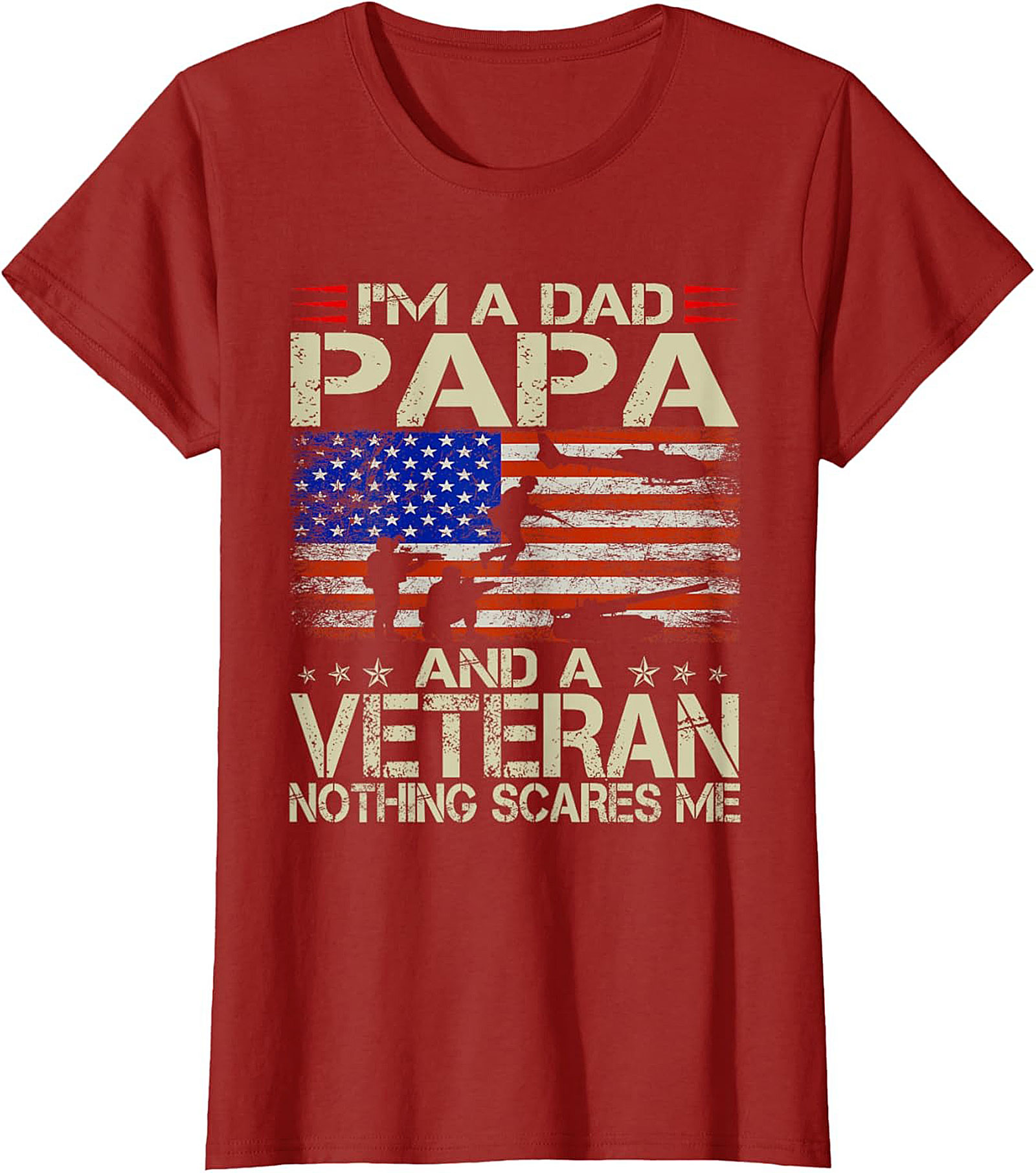 Veteran Dad T-Shirt Papa & Veteran Funny Military Tee