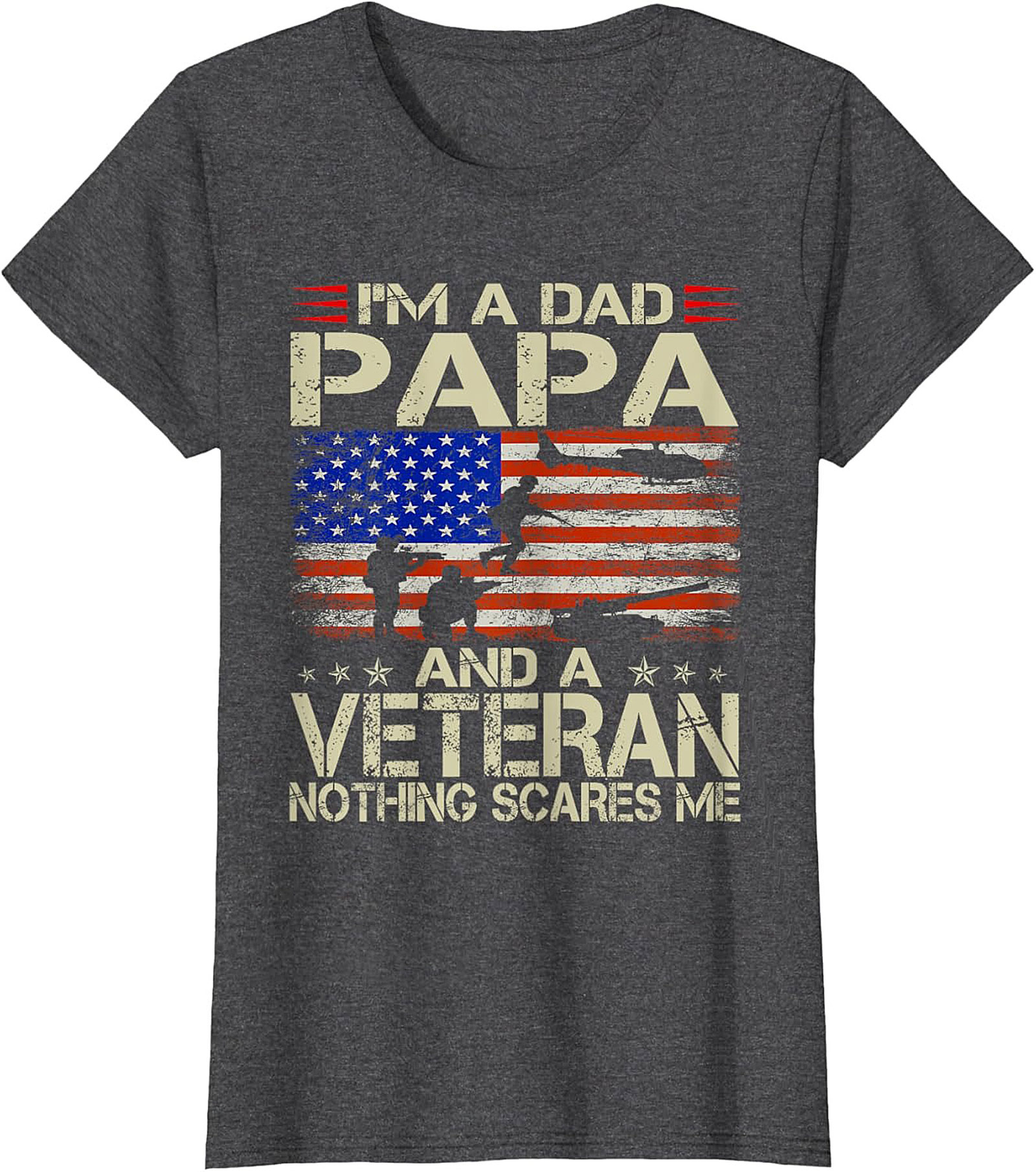 Veteran Dad T-Shirt Papa & Veteran Funny Military Tee