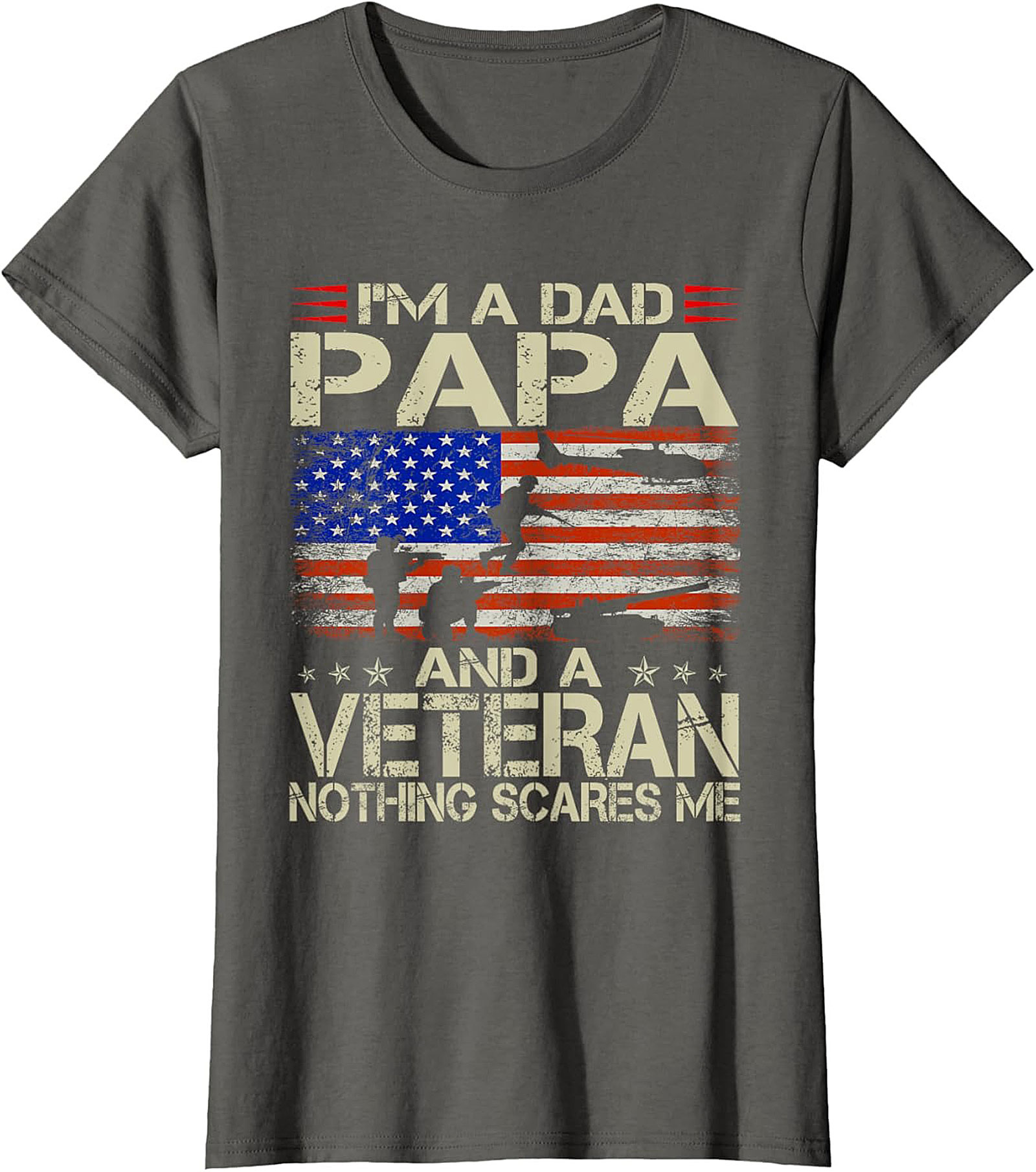 Veteran Dad T-Shirt Papa & Veteran Funny Military Tee