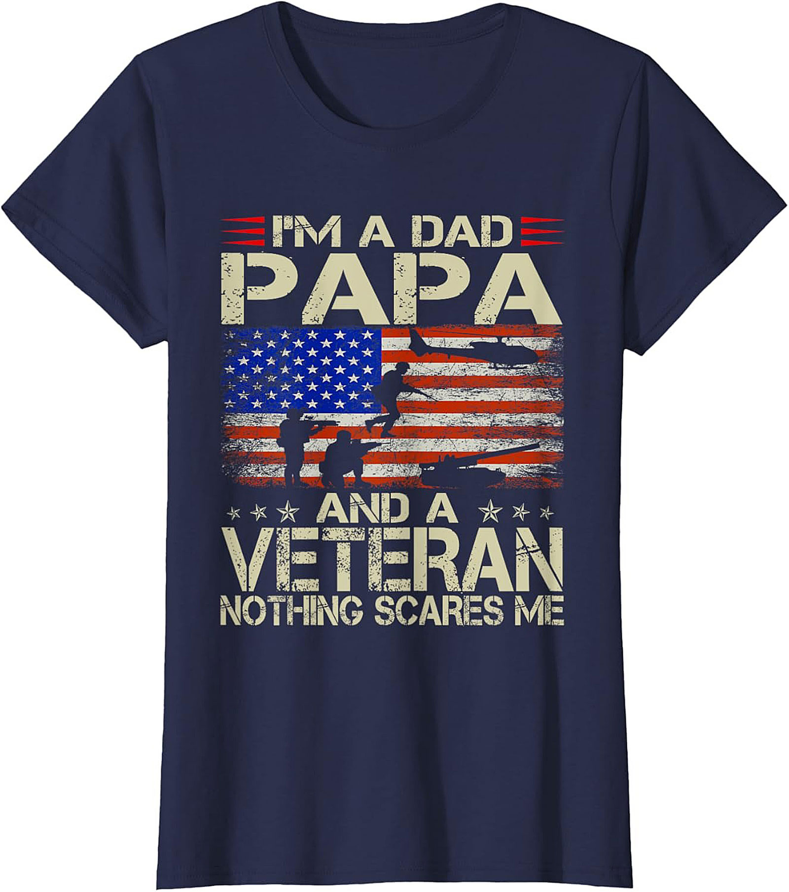 Veteran Dad T-Shirt Papa & Veteran Funny Military Tee