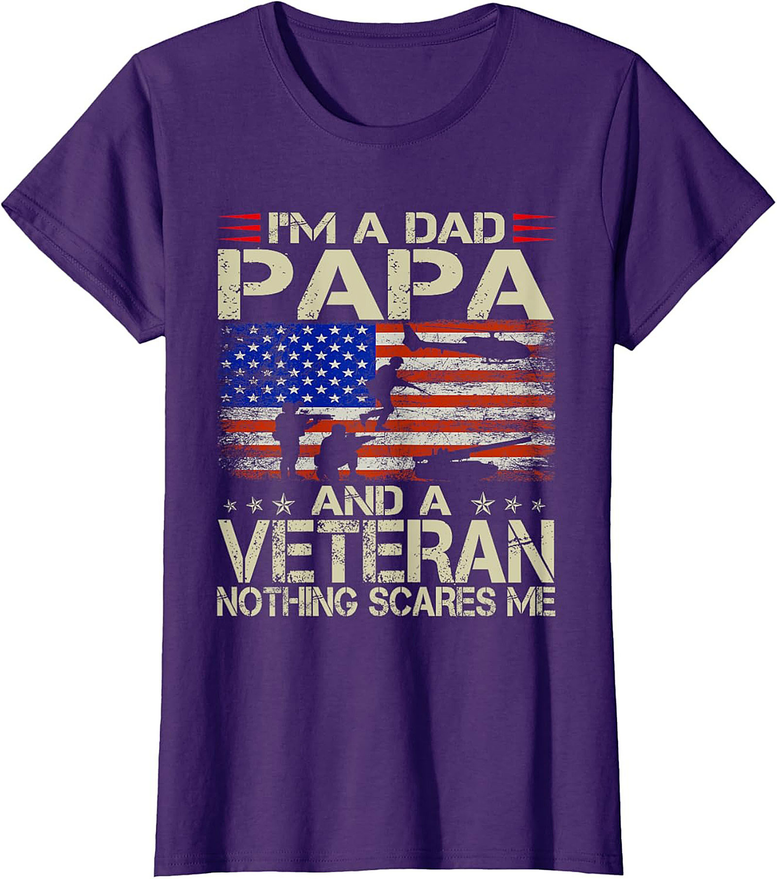 Veteran Dad T-Shirt Papa & Veteran Funny Military Tee