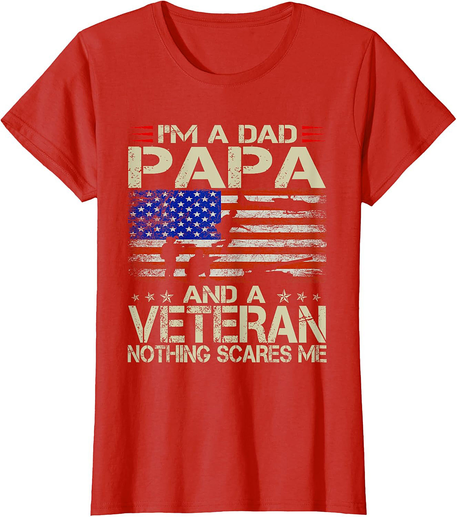 Veteran Dad T-Shirt Papa & Veteran Funny Military Tee