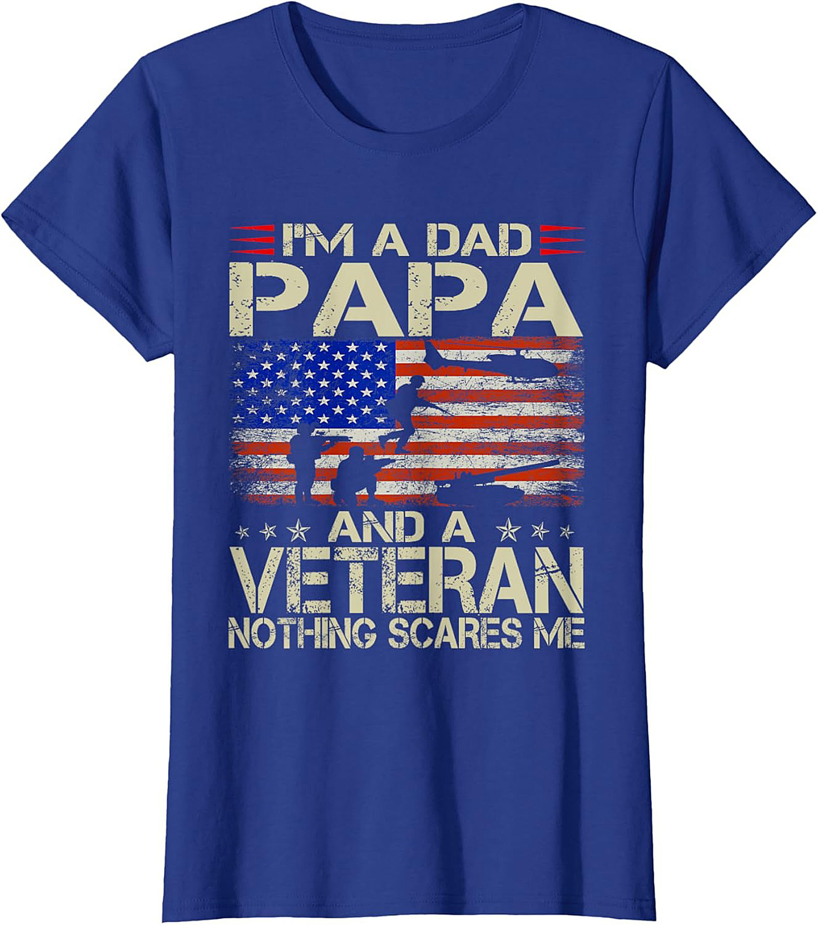Veteran Dad T-Shirt Papa & Veteran Funny Military Tee