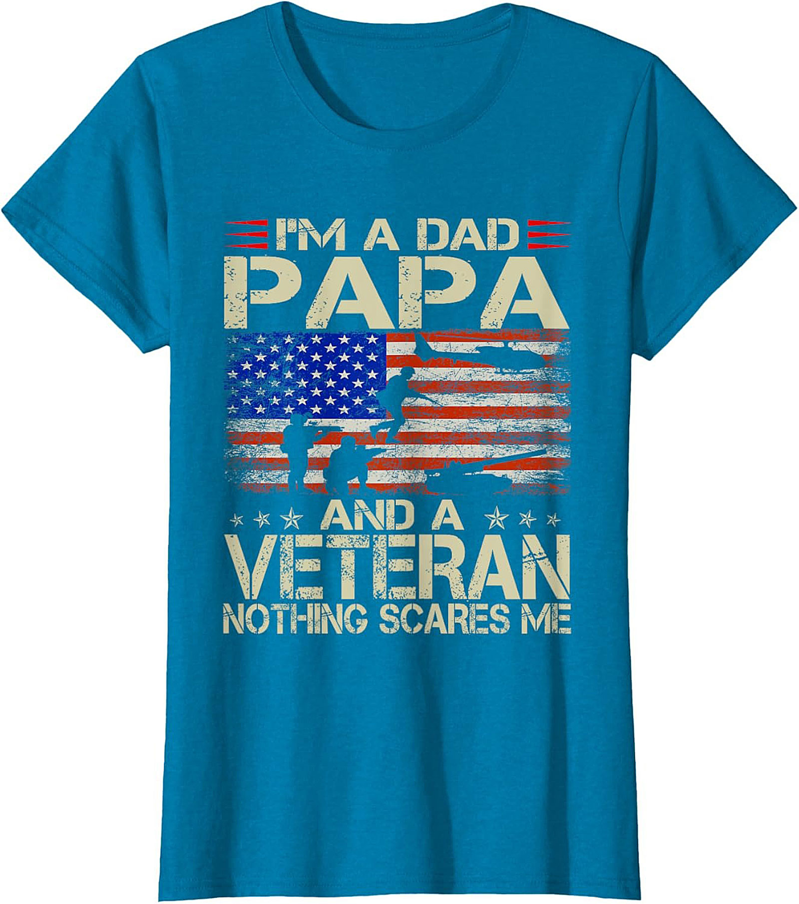Veteran Dad T-Shirt Papa & Veteran Funny Military Tee